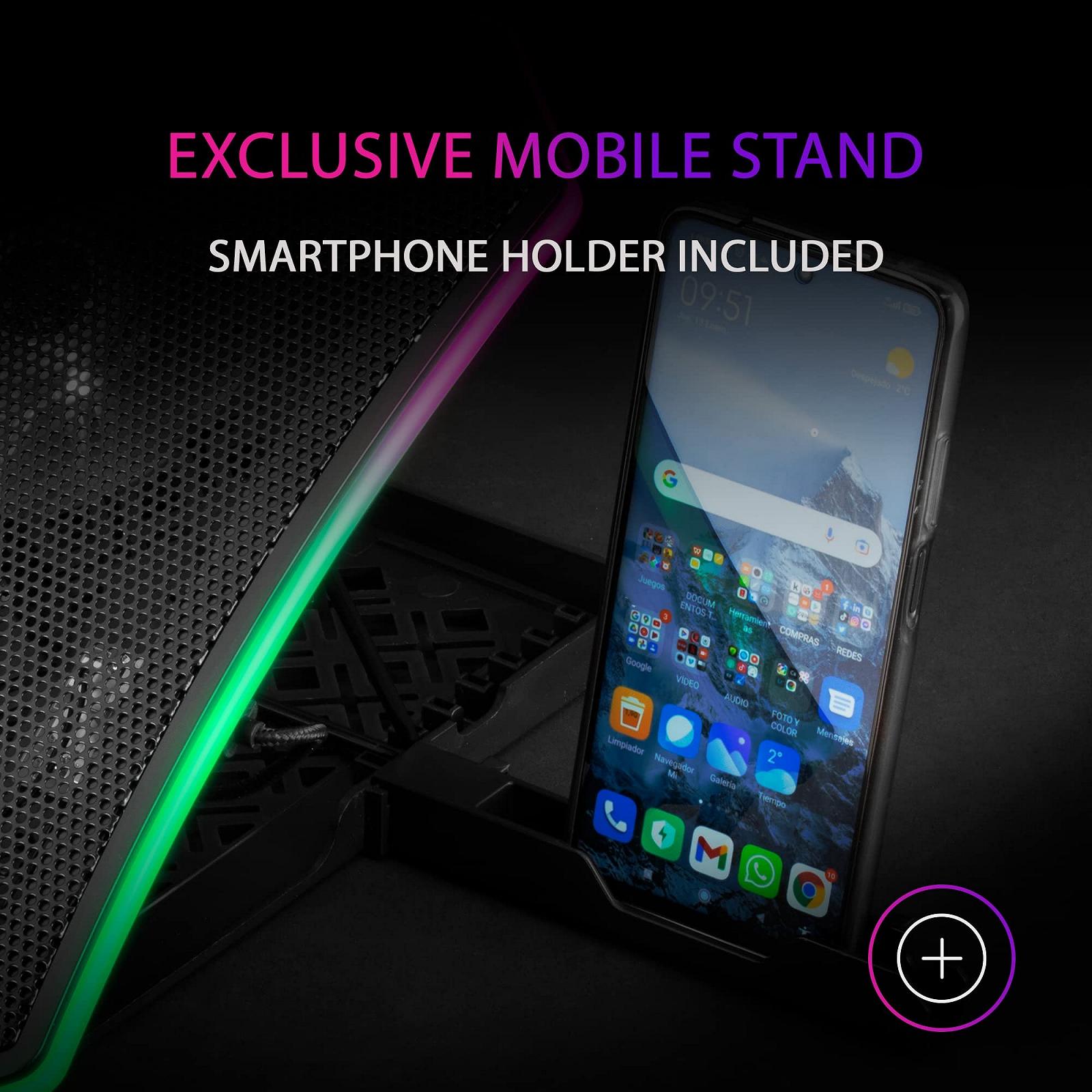 Подставка Тип Mars Gaming MNBC6 XL 19 дюймов ARGB, 3 вентилятора, Подставка для мобильного телефона, фото №6