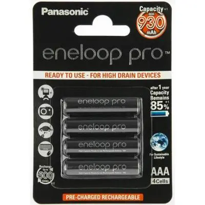 Аккумулятор PANASONIC Eneloop Pro AAA 930 mAh NI-MH 4 (BK-4HCDE/4BE), фото №1