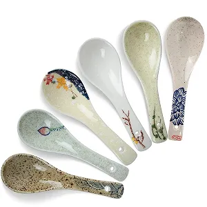 Ложка суповая (набор 6 шт) Ceramic Chinese Soup Spoon в японском стиле для супа, пельменей, фо, вонтонов, мисо - Фото 1