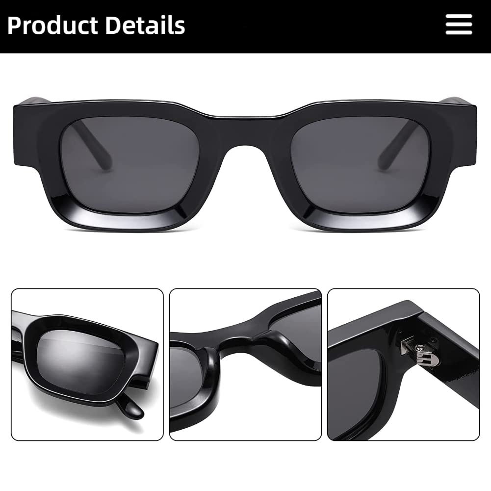 Прямокутні Поляризовані Сонцезахисні Окуляри WDZAYXC Ретро Квадратна Рама для Чоловіків і Жінок UV 400 Захист, фото №4 Прямокутні Поляризовані Сонцезахисні Окуляри WDZAYXC Ретро Квадратна Рама для Чоловіків і Жінок UV 400 Захист, фото №4