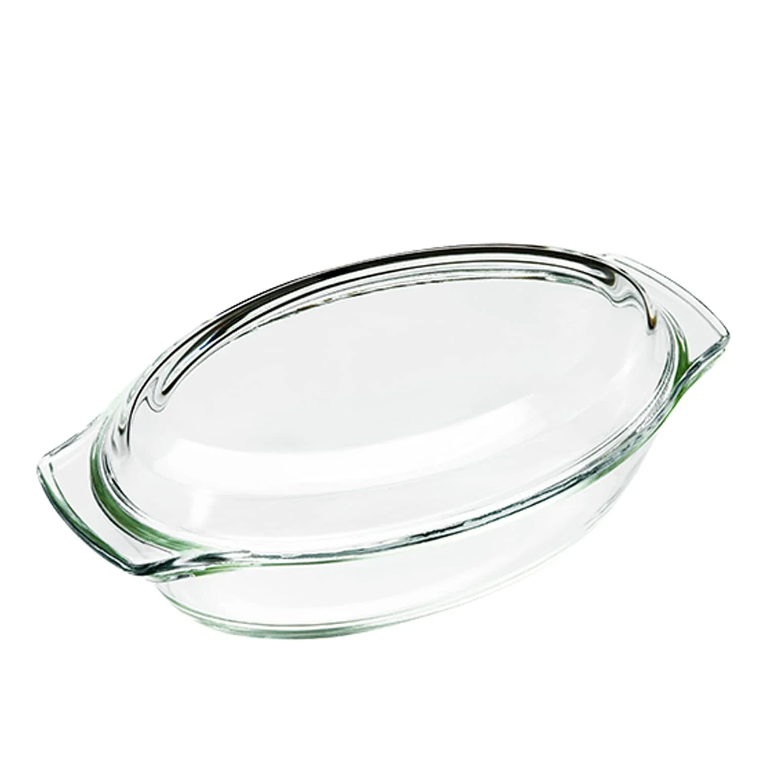 Форма для запікання овальна з кришкою Прозоре жаростійке боросилікатне скло, фото №1
