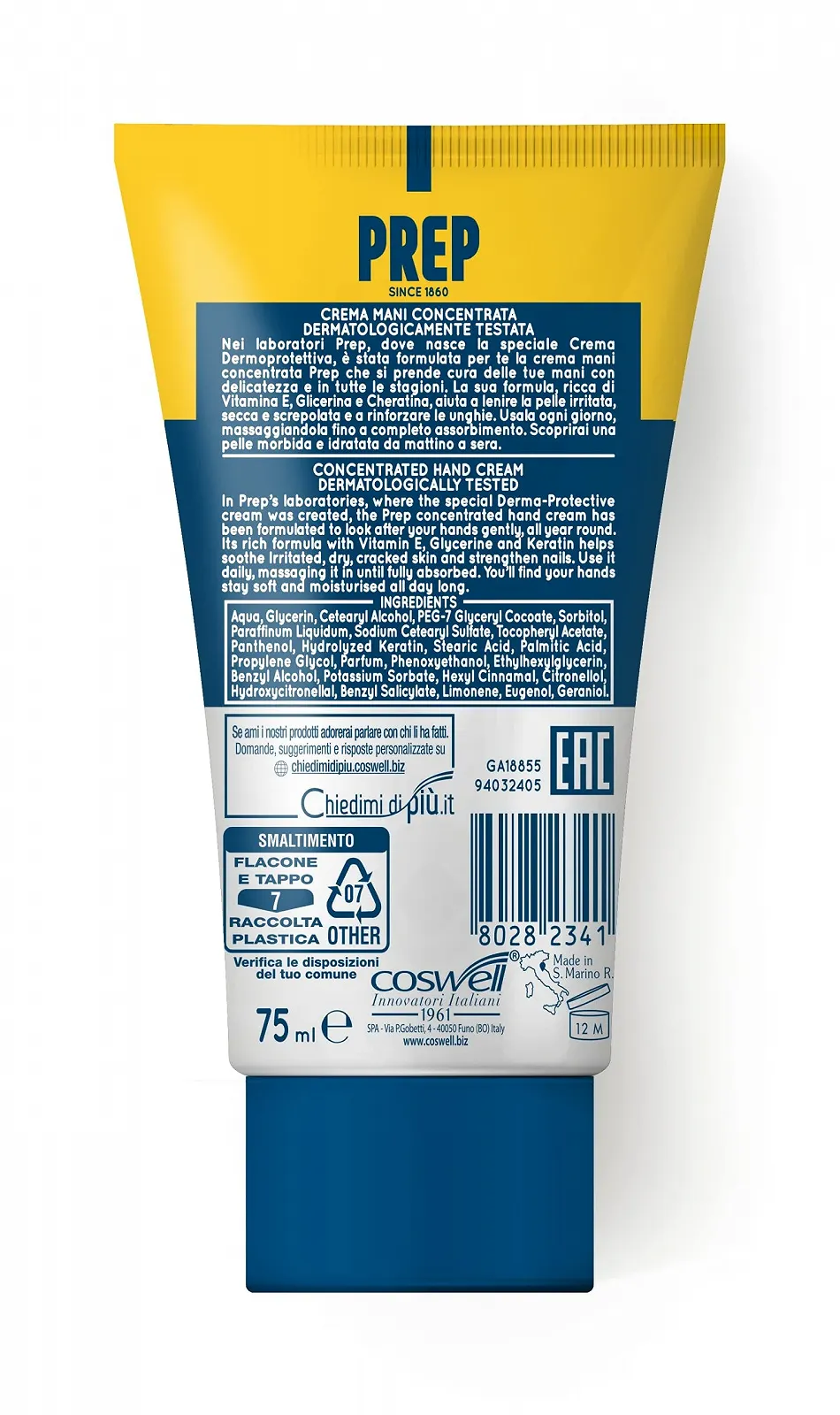 Крем для рук Prep Інтенсивний відновлюючий концентрований крем для рук для сухої шкіри з вітаміном Е, гліцерином та кератином, 75 мл, фото №6 Крем для рук Prep Інтенсивний відновлюючий концентрований крем для рук для сухої шкіри з вітаміном Е, гліцерином та кератином, 75 мл, фото №6