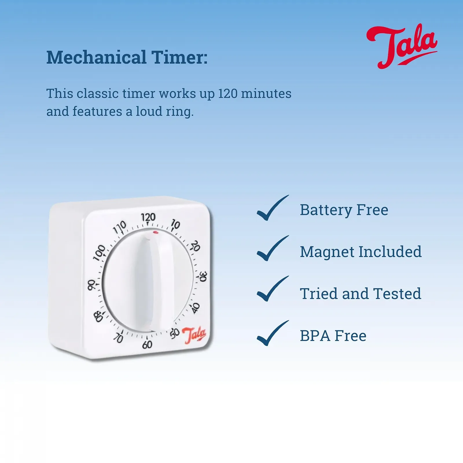 Кухонный таймер Tala Classic Механический 2 часа BPA Free, фото №3