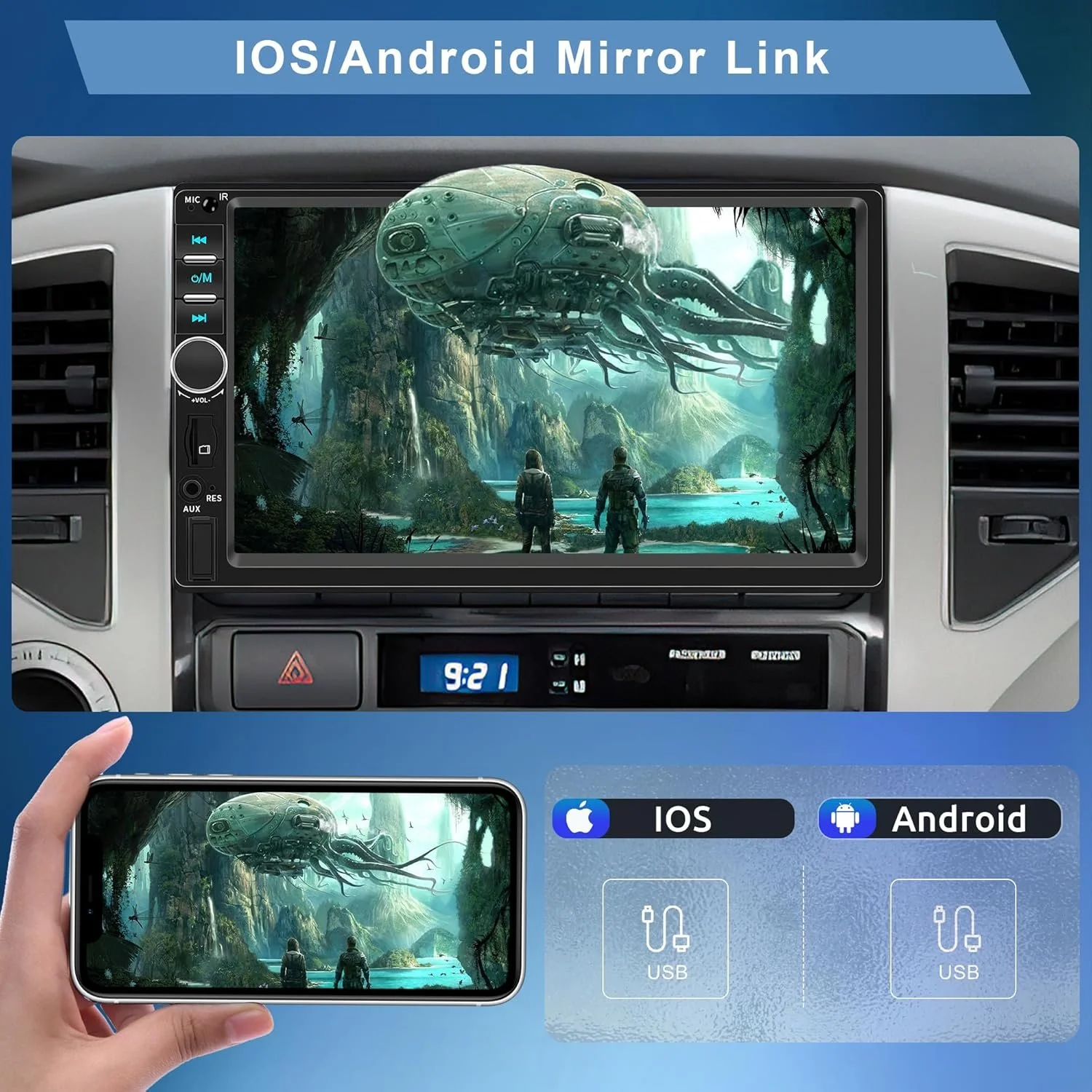 Автомагнітола Rimoody 7018B / 7" / Сенсорна / Apple CarPlay / Android Auto / Bluetooth / WI-FI / GPS / USB / AUX / SD slot / 2DIN, фото №3 Автомагнітола Rimoody 7018B / 7" / Сенсорна / Apple CarPlay / Android Auto / Bluetooth / WI-FI / GPS / USB / AUX / SD slot / 2DIN, фото №3