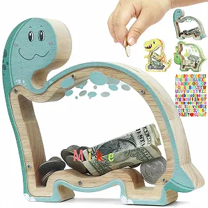 Скарбничка дерев'яна Brachiosaurus у формі динозавра з наклейками прозора - Фото 1