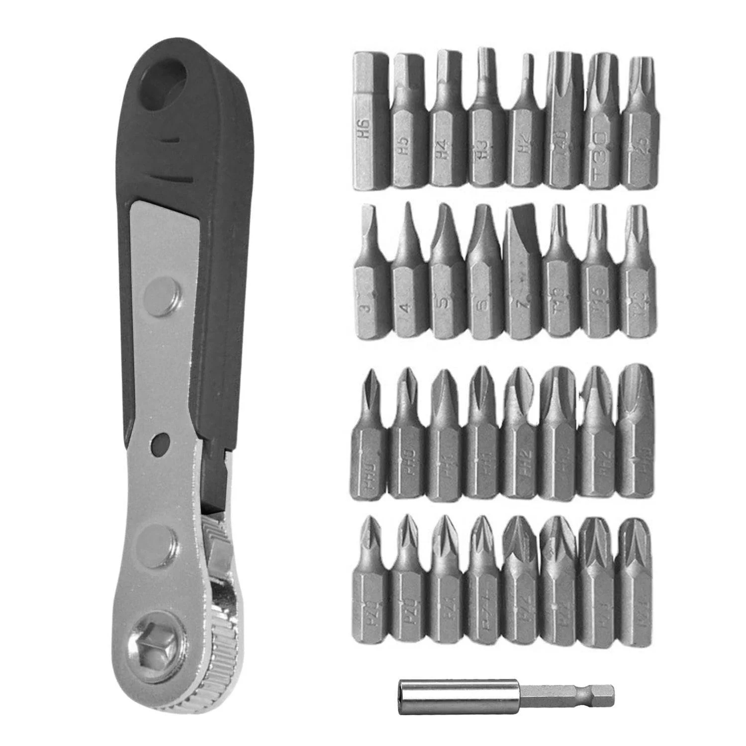 Набір спеціальних викруток та поворотного ключа 34 предмети 1/4" шестигранник, фото №1