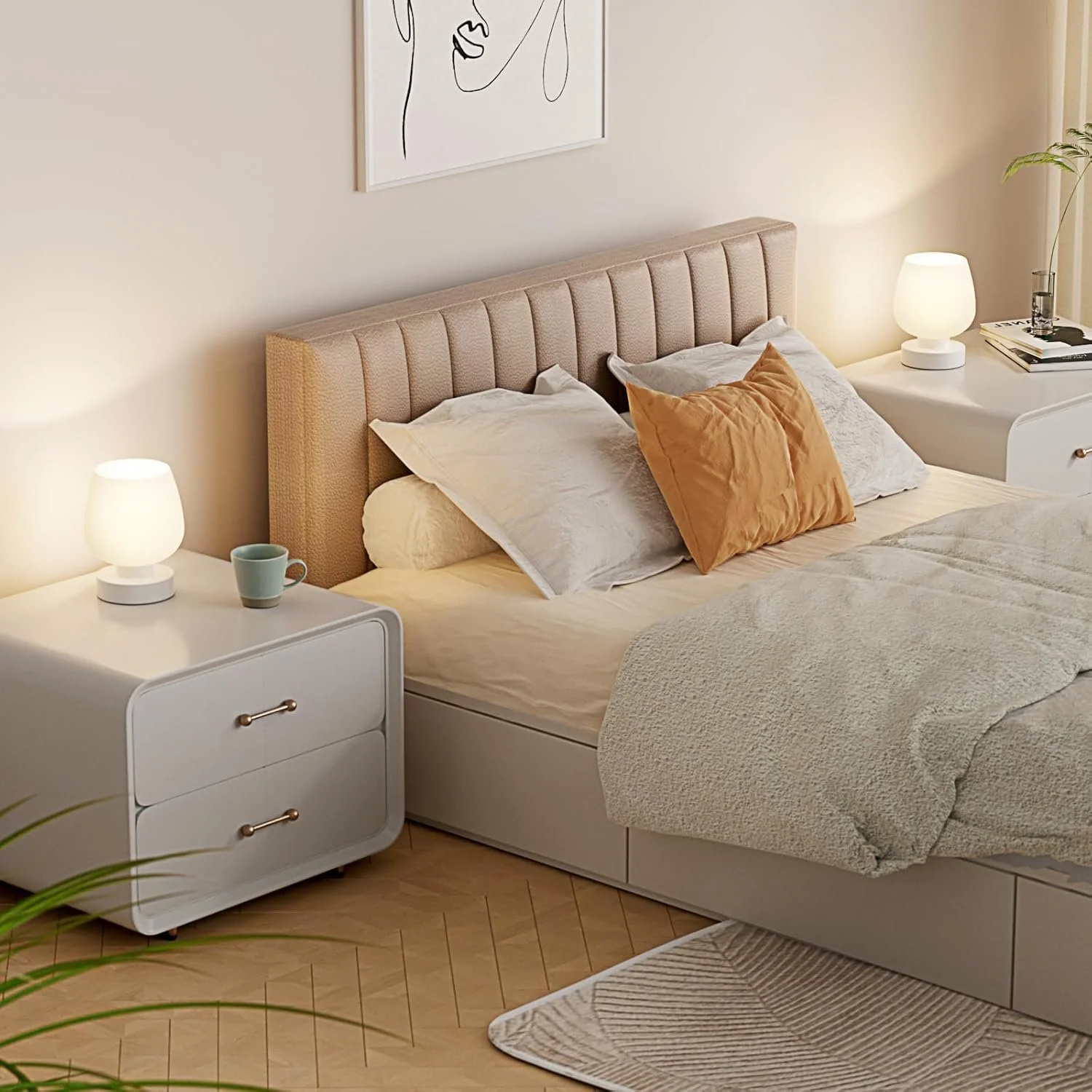 Настільна лампа приліжкова світлодіодна сенсорна з регулюванням яскравості біле опалове скло, фото №5