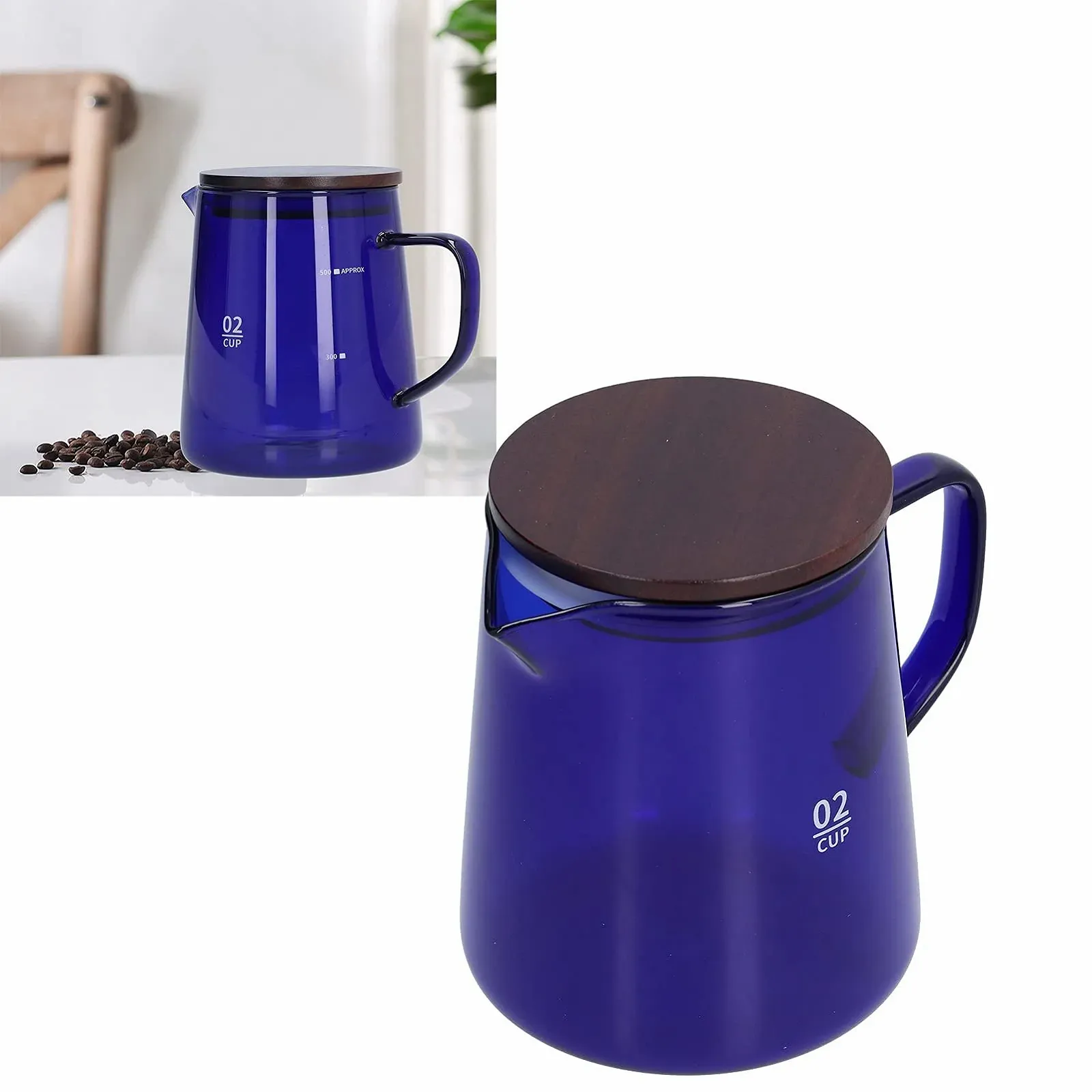 Сервер для кофе Стеклянный 500 мл Прозрачный (Синий), фото №5