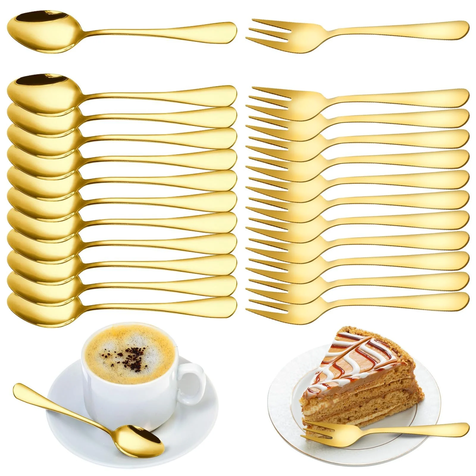 Набір виделок для торта та кавових ложок 24 шт., фото №1