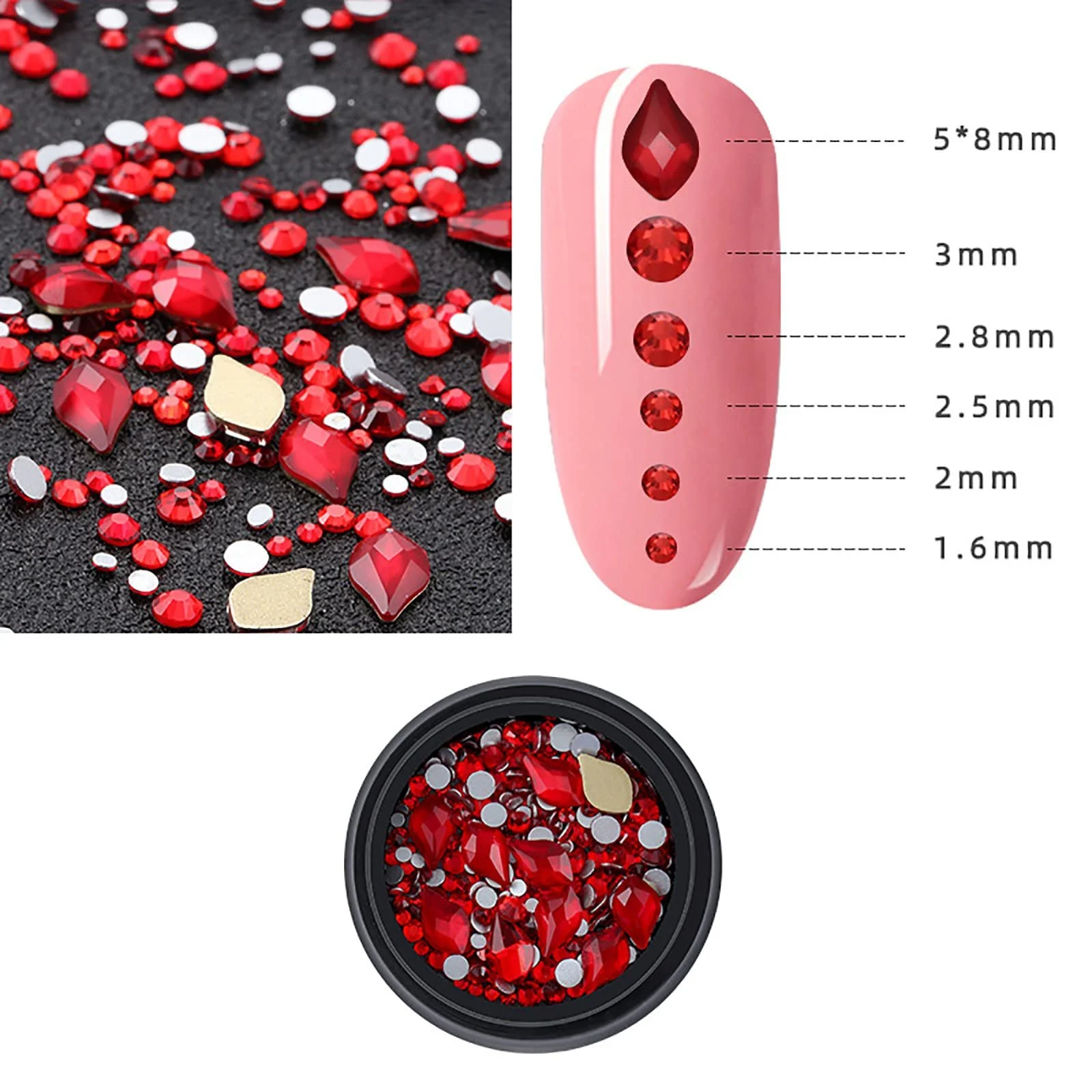 Стрази для нігтів Водяна крапля Червоний, фото №2