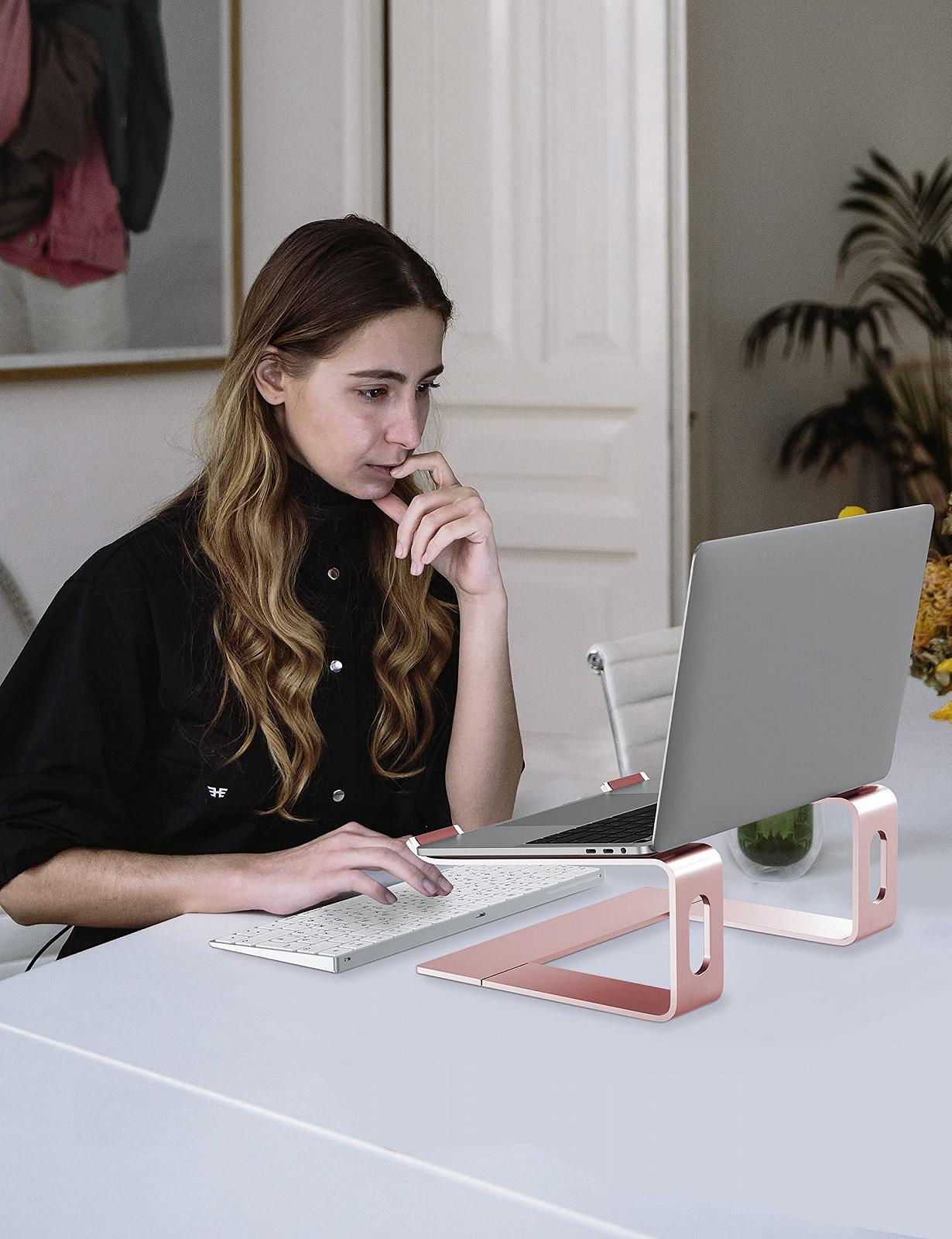 Підставка для ноутбука ALASHI, алюмінієва, ергономічна підставка для ноутбука, знімна металева підставка для ноутбука, підтримка ноутбуків від 10 до 15.6 дюймів, сіра, фото №6