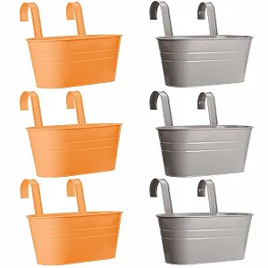 Подвесные цветочные горшки 6 шт. металлические с крючками synthetic.ua - Фото 1