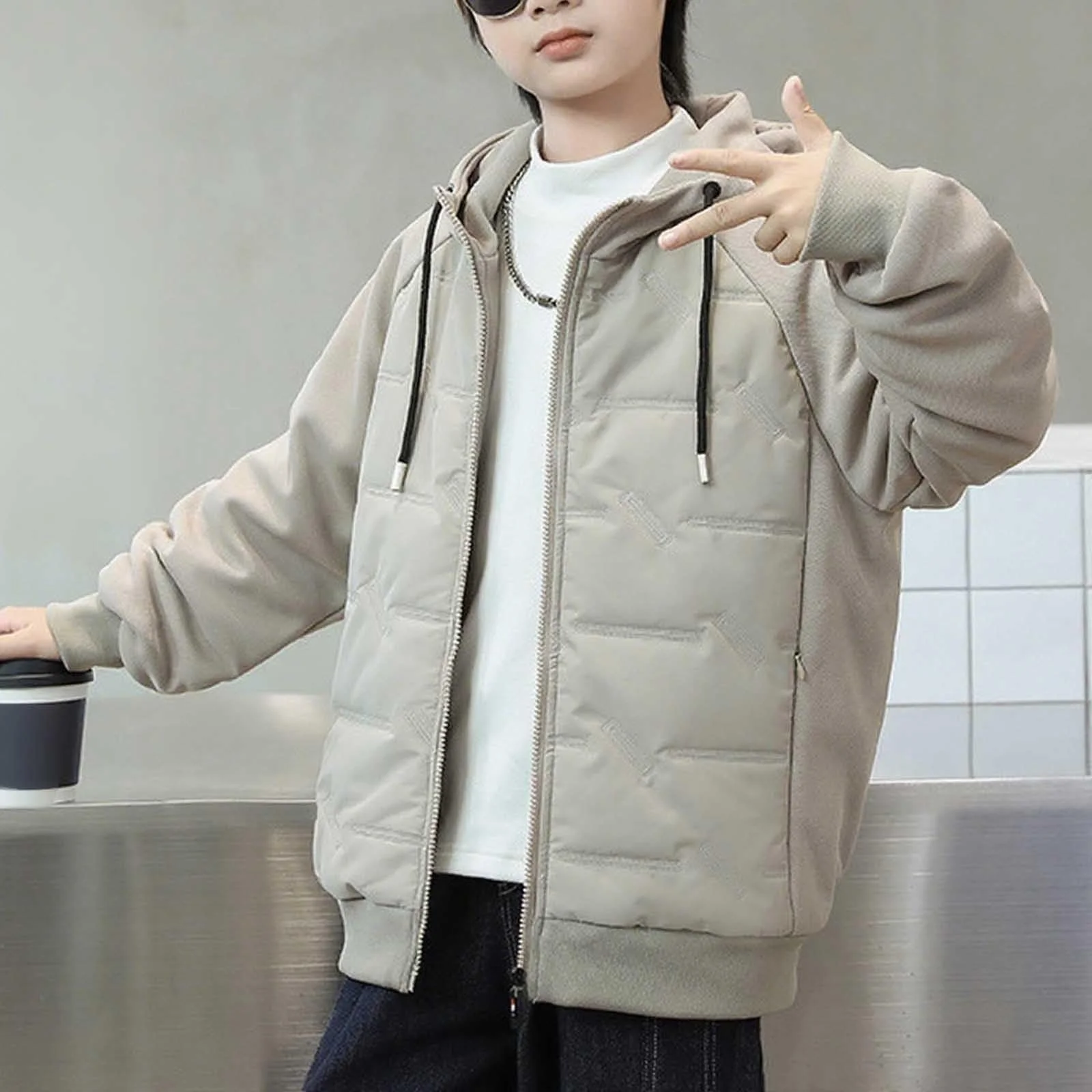 Детская Зимняя Куртка Пуховик Куртка Soft Shell Повседневная Куртка с Капюшоном Ветрозащитная Демисезонная Куртка Ветронепроницаемая Дышащая Зимняя Куртка Для Активного Отдыха, фото №3