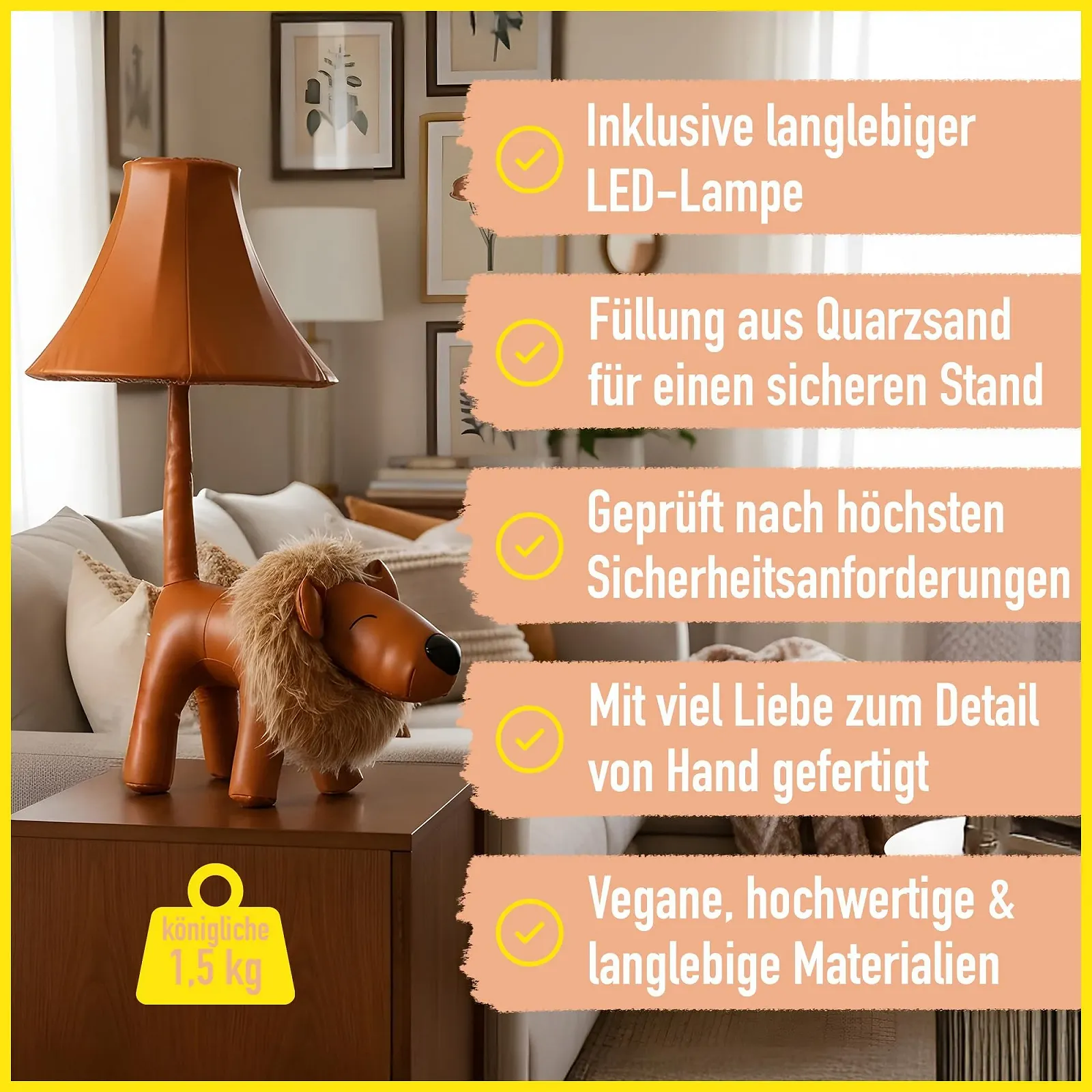 Підлогова лампа Happy Lamps Leo the Lion LED 50 см 1.5 кг, фото №3