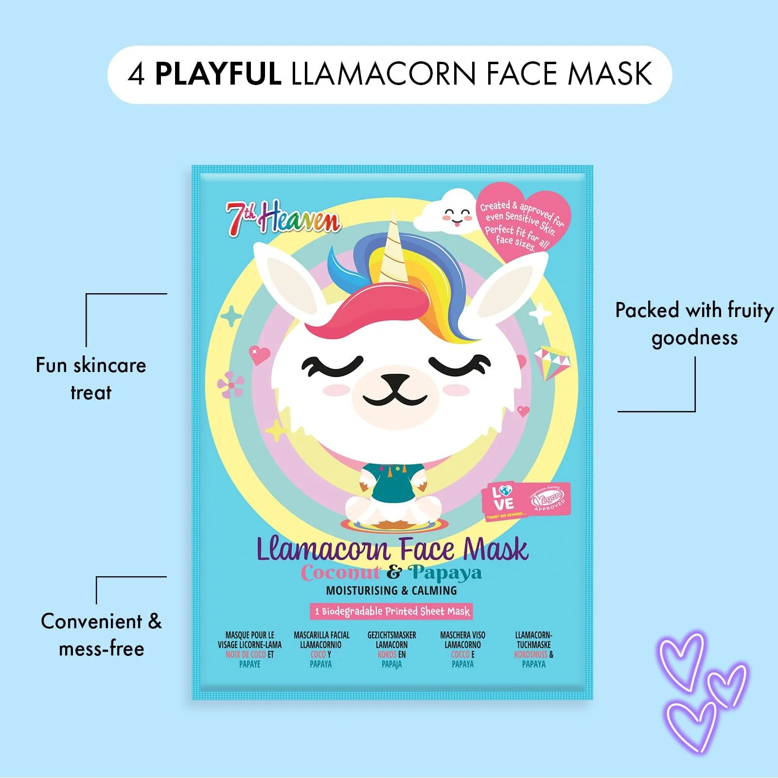 Маска для обличчя 7th Heaven Llamacorn Мультипак з 4 штук - Зволожуюча, фото №2 Маска для обличчя 7th Heaven Llamacorn Мультипак з 4 штук - Зволожуюча, фото №2