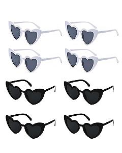 Сонцезахисні окуляри у формі серця TPZORJX, 8 шт. (Чорний + Білий) - Фото 1