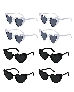 Солнцезащитные очки в форме сердца TPZORJX, 8 шт. (Черный + Белый) - Фото 1