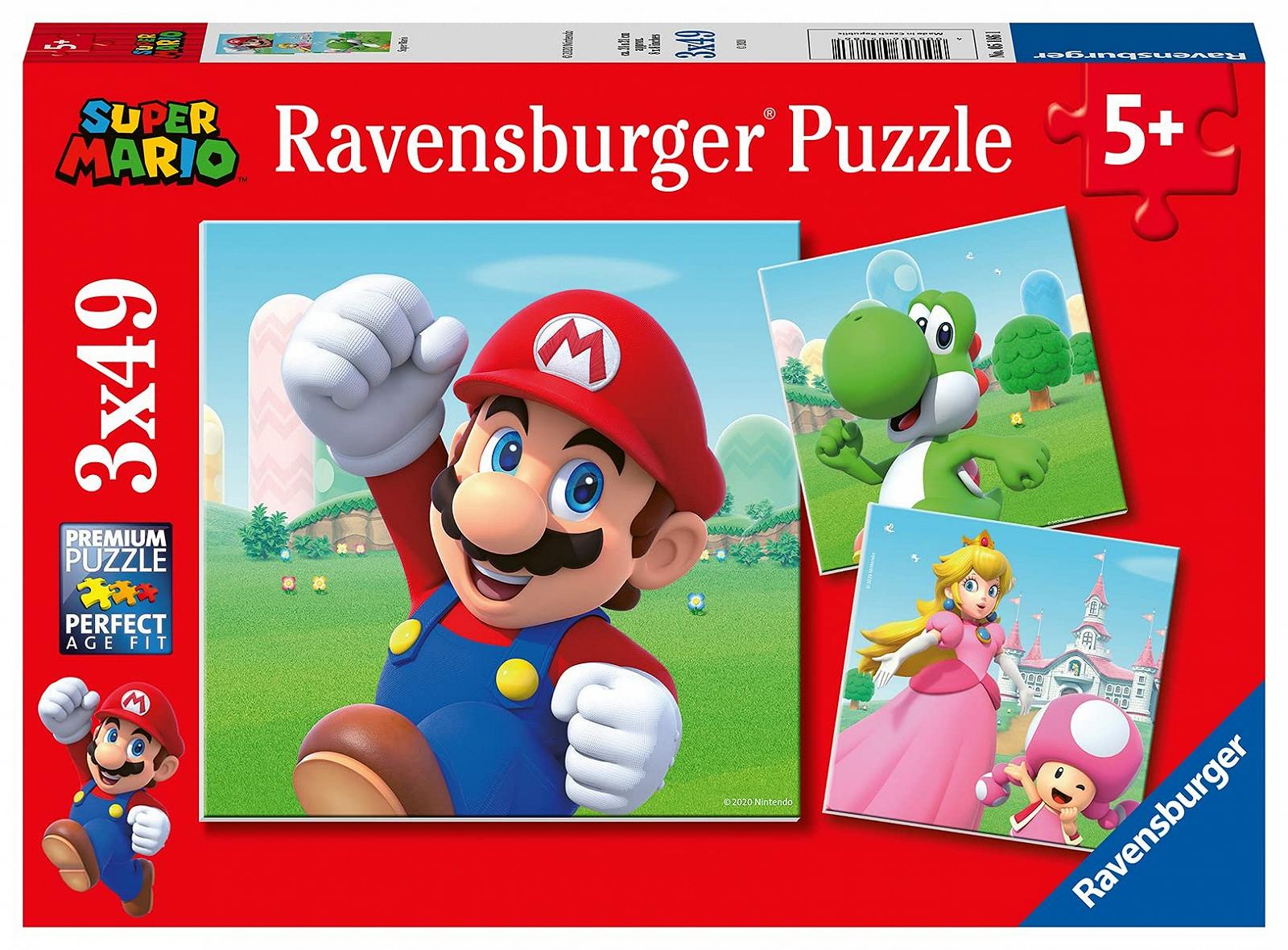 Детский пазл Ravensburger Super Mario 05186 3 x 49 элементов, фото №1
