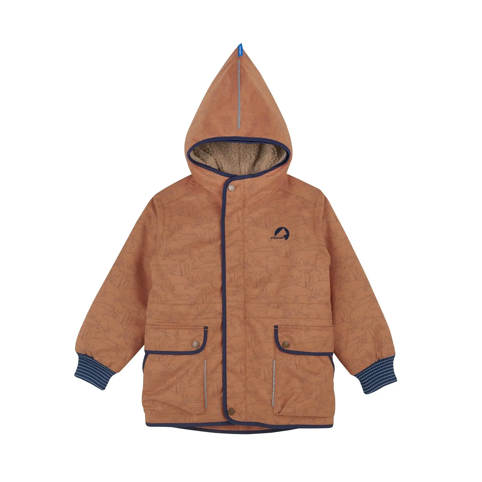 Дитяча парка 2-в-1 Finkid Kamu Ice Знімна стьобана підкладка Світловідбивний принт із зображенням тварин, фото №4