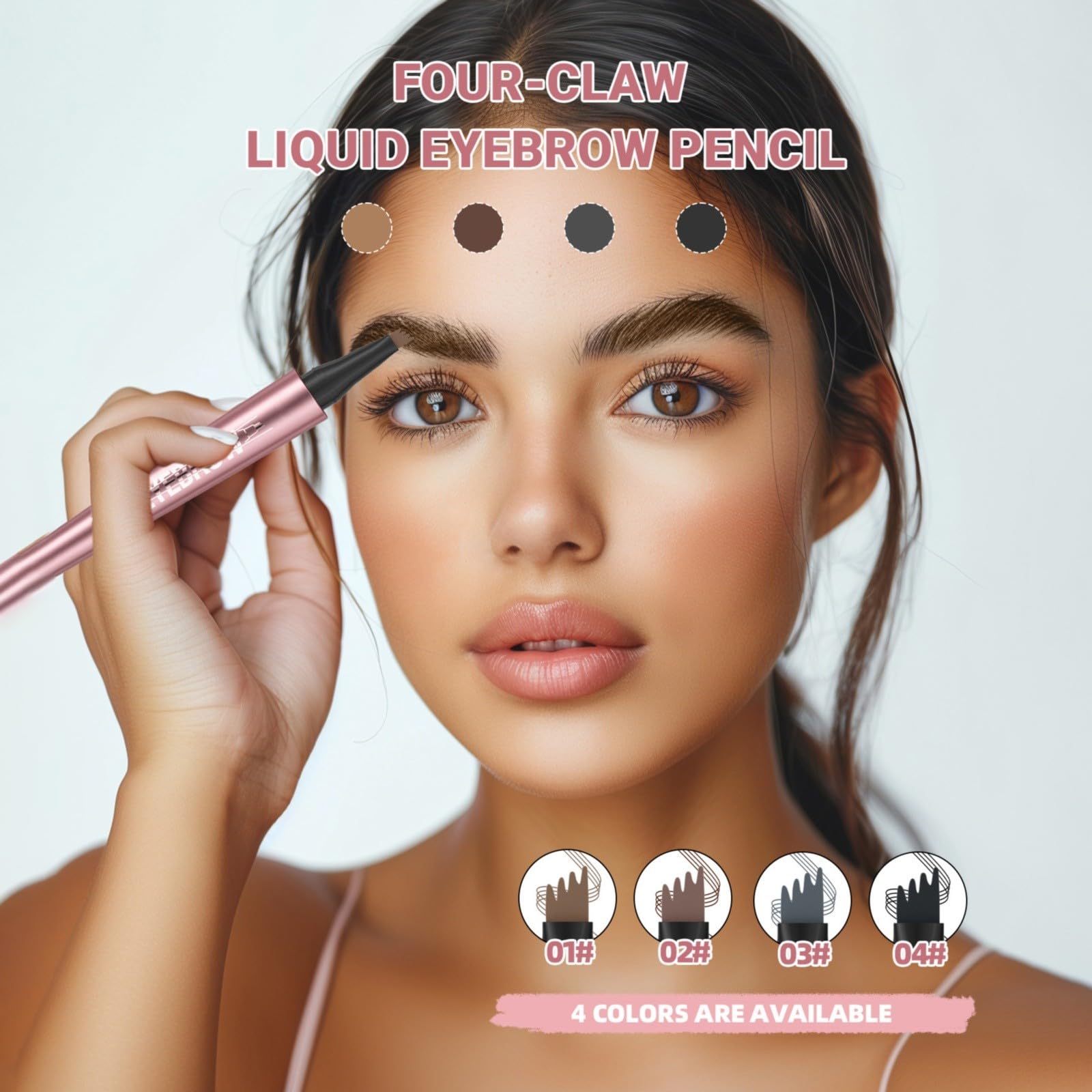 Олівець для брів з чотирма вилками рідкий 1 мл Колір антрацит, фото №7