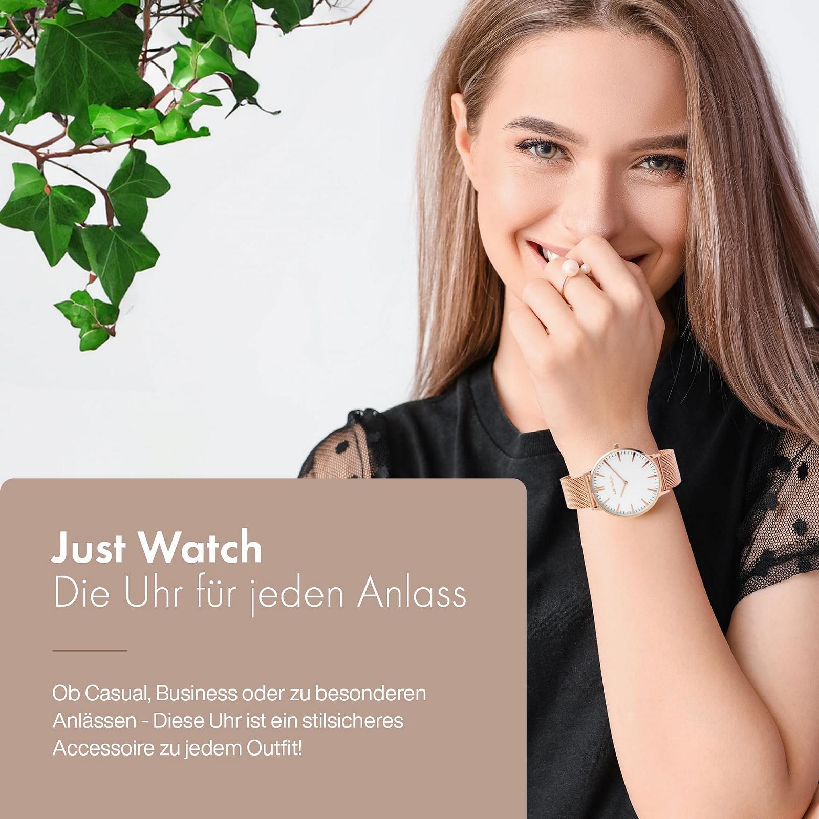 Женские часы Just Watch, нержавеющая сталь, сетчатый браслет, 2 стрелки, длина 23.5 см, диаметр 41 мм, ширина 20 мм, розовое золото, Retro, фото №5