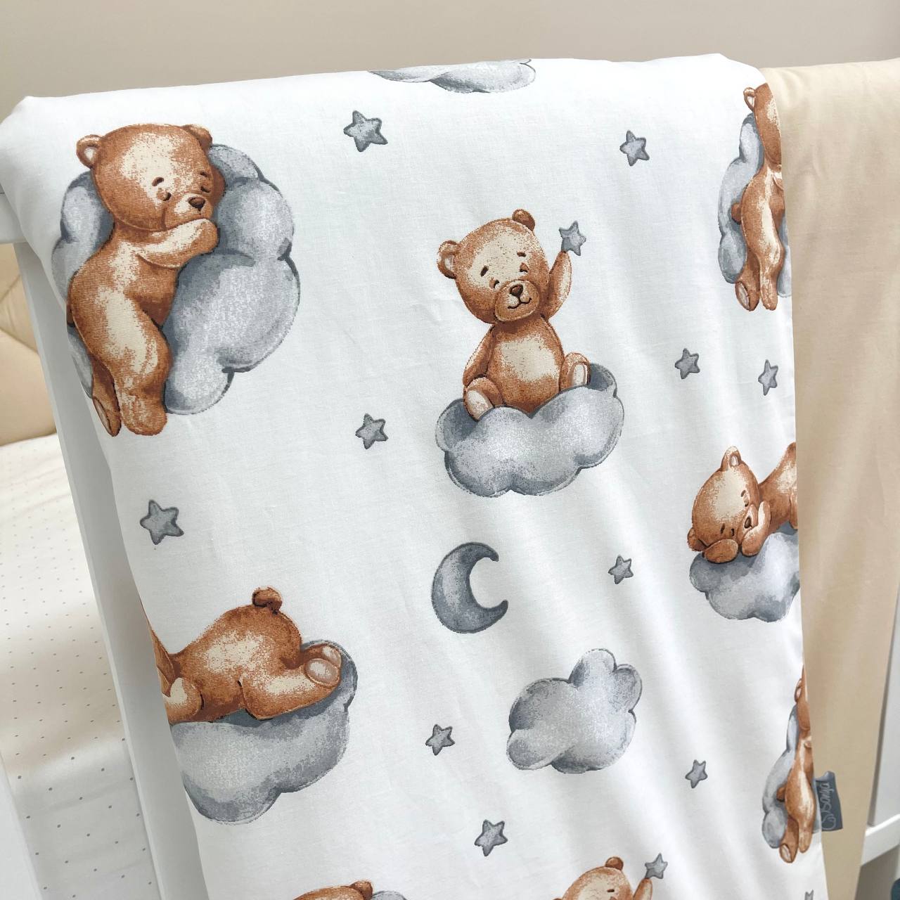 Комплект постільної білизни для новонародженого, стьогані бортики Тедді бежевий, фото №5