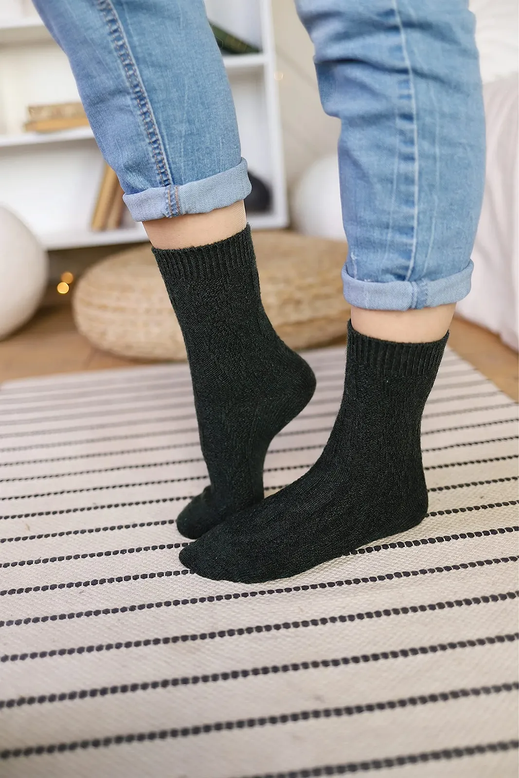 Шерстяные носки кашемировые для женщин, мягкие вязаные теплые длинные до щиколотки, фото №6 Шерстяные носки кашемировые для женщин, мягкие вязаные теплые длинные до щиколотки, фото №6