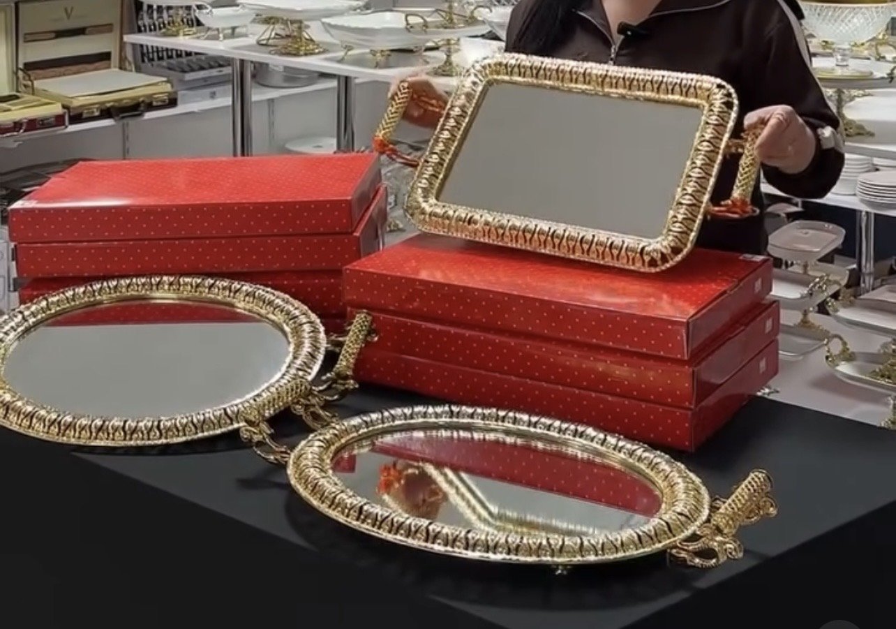 Таця дзеркальна з ручками прямокутний 45х32 см, фото №4