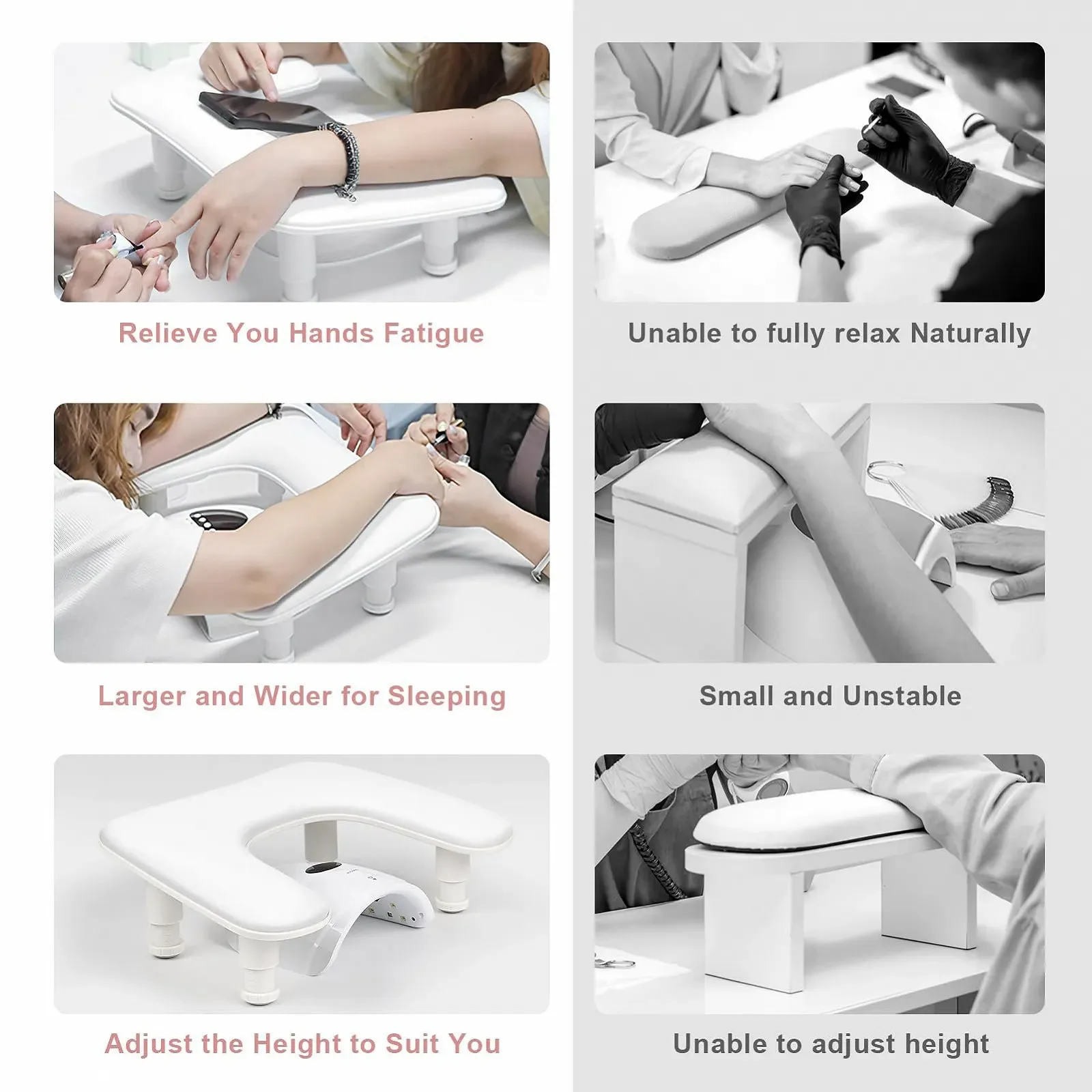 Підставка для рук для манікюру U-подібна Регульована по висоті, фото №7 Підставка для рук для манікюру U-подібна Регульована по висоті, фото №7