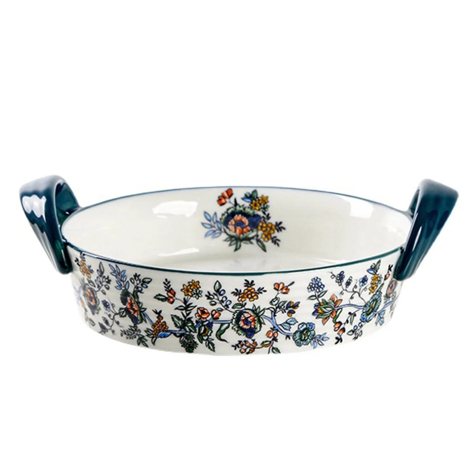 Форма для запекания керамическая круглая с ручкой 900 мл зеленая, фото №7 Форма для запекания керамическая круглая с ручкой 900 мл зеленая, фото №7