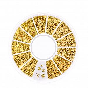 Набор украшений для ногтей Золото Микс Заклепки Луна Звезда Сердца Искусственные жемчужины 3D Украшения для ногтей Стразы и украшения 5# - Фото 1