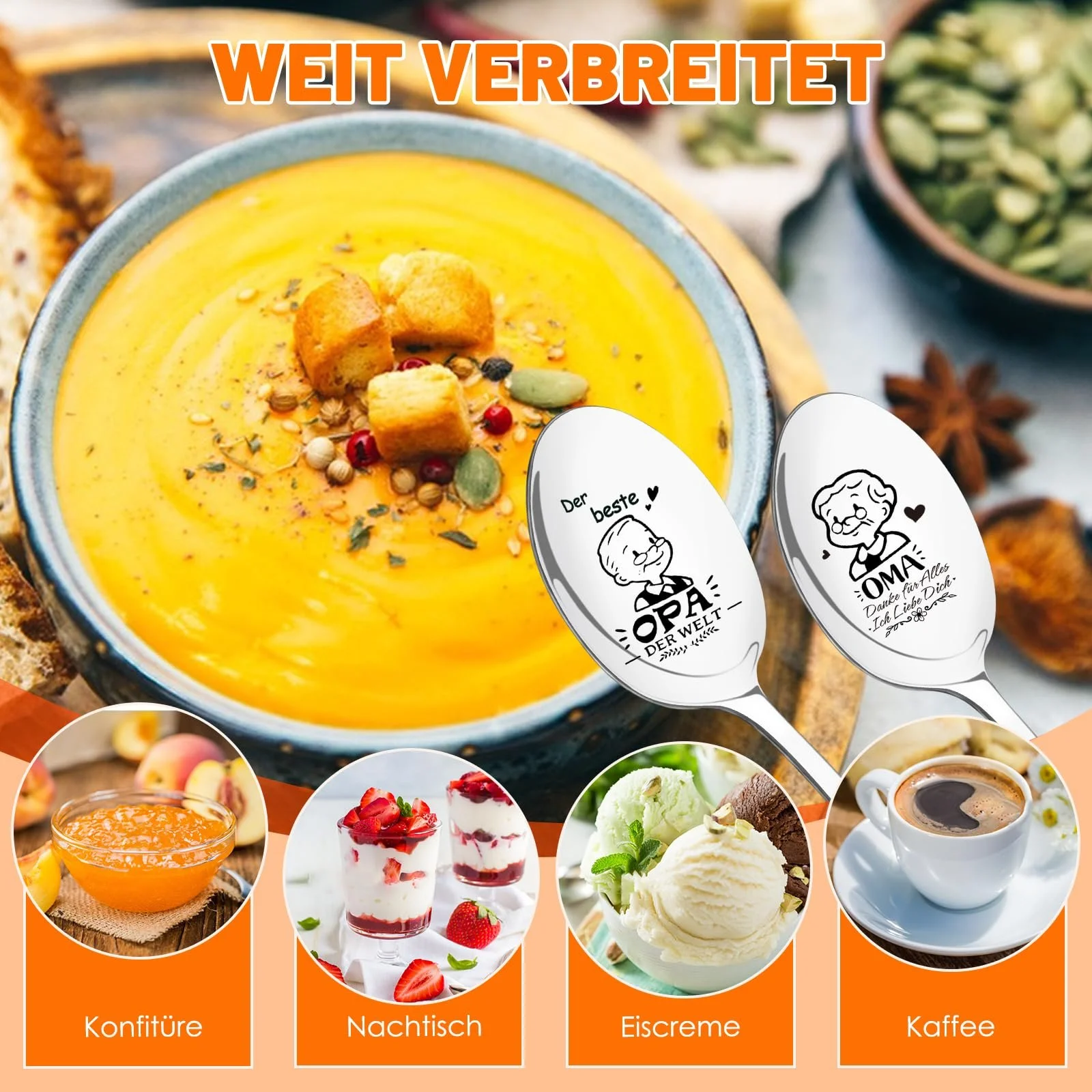 Ложка з гравіюванням для бабусі та дідуся, набір 2 шт, нержавіюча сталь, фото №4