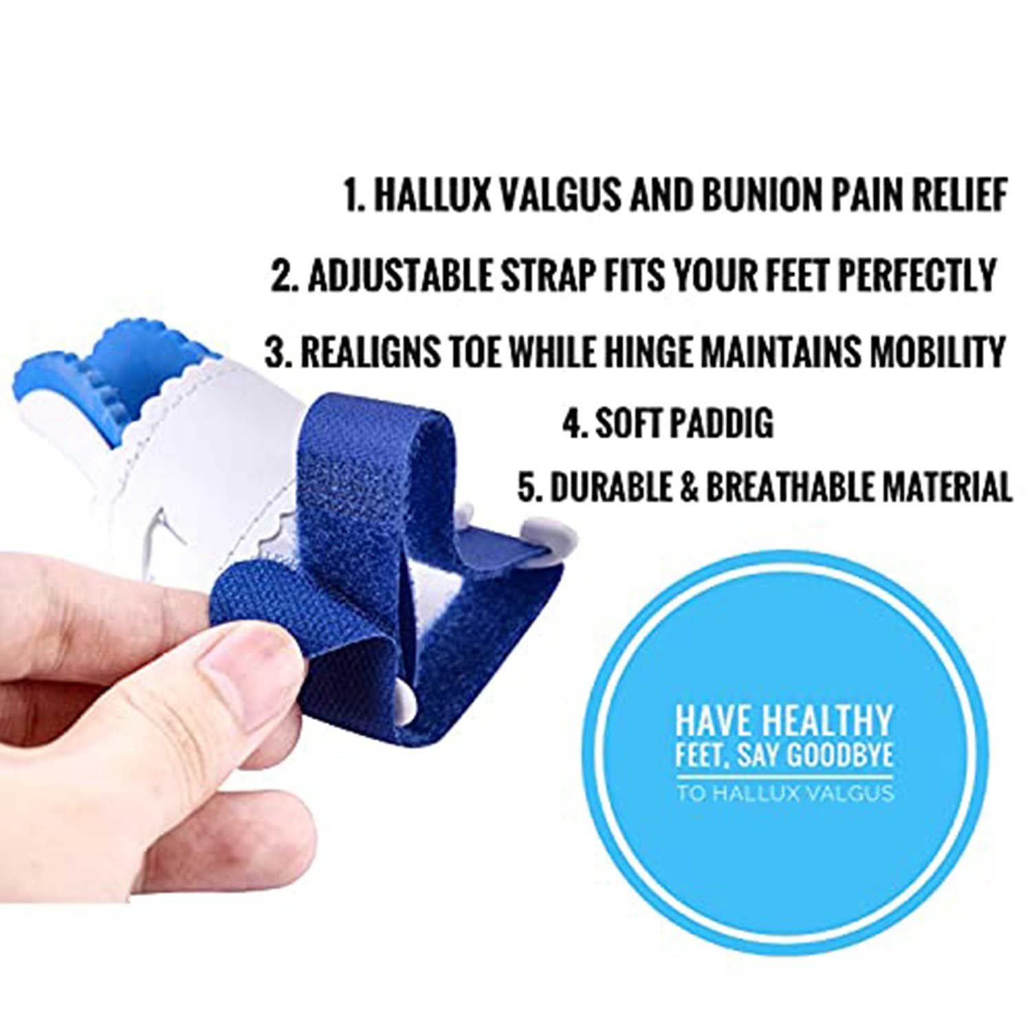 Коректор для великого пальця стопи TMXKOOK 7 шт. Подушечки для полегшення болю при Hallux Valgus, шина, пінетки, захист, фото №5