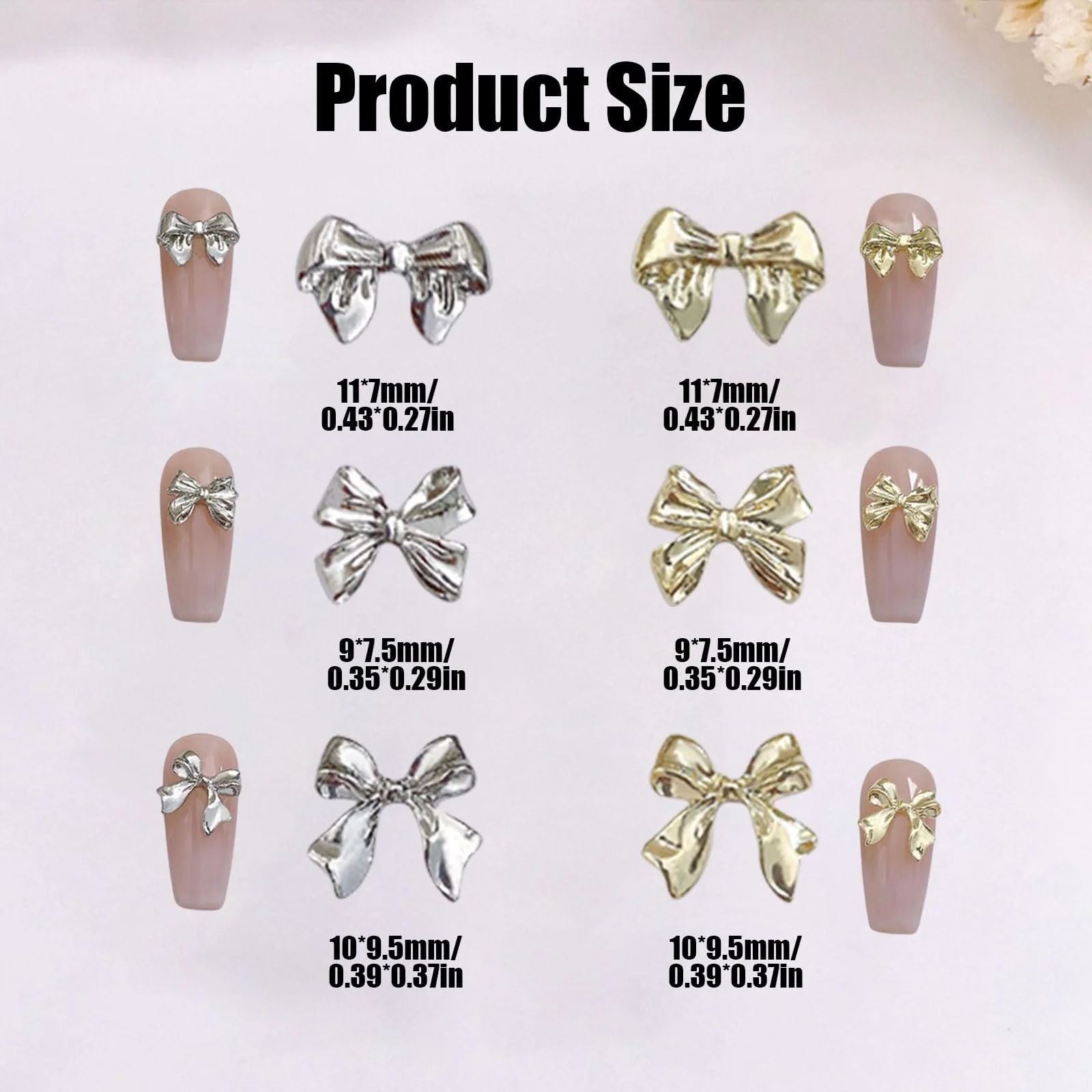 Бантики, Набір 60 шт, Золоті Срібні, фото №2