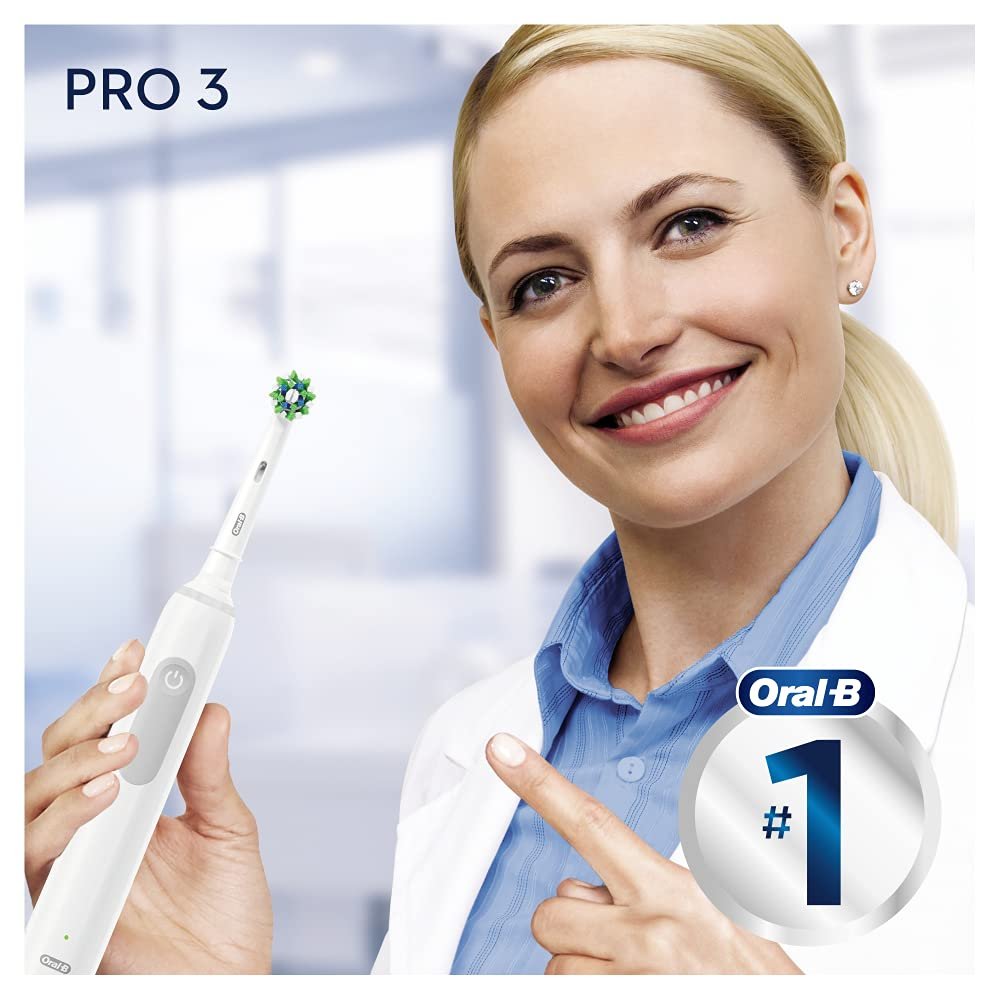 Зубна електрощітка Oral-B PRO 3 3000 CrossAction, 3 режими, візуальний контроль тиску 360°, біла, фото №8