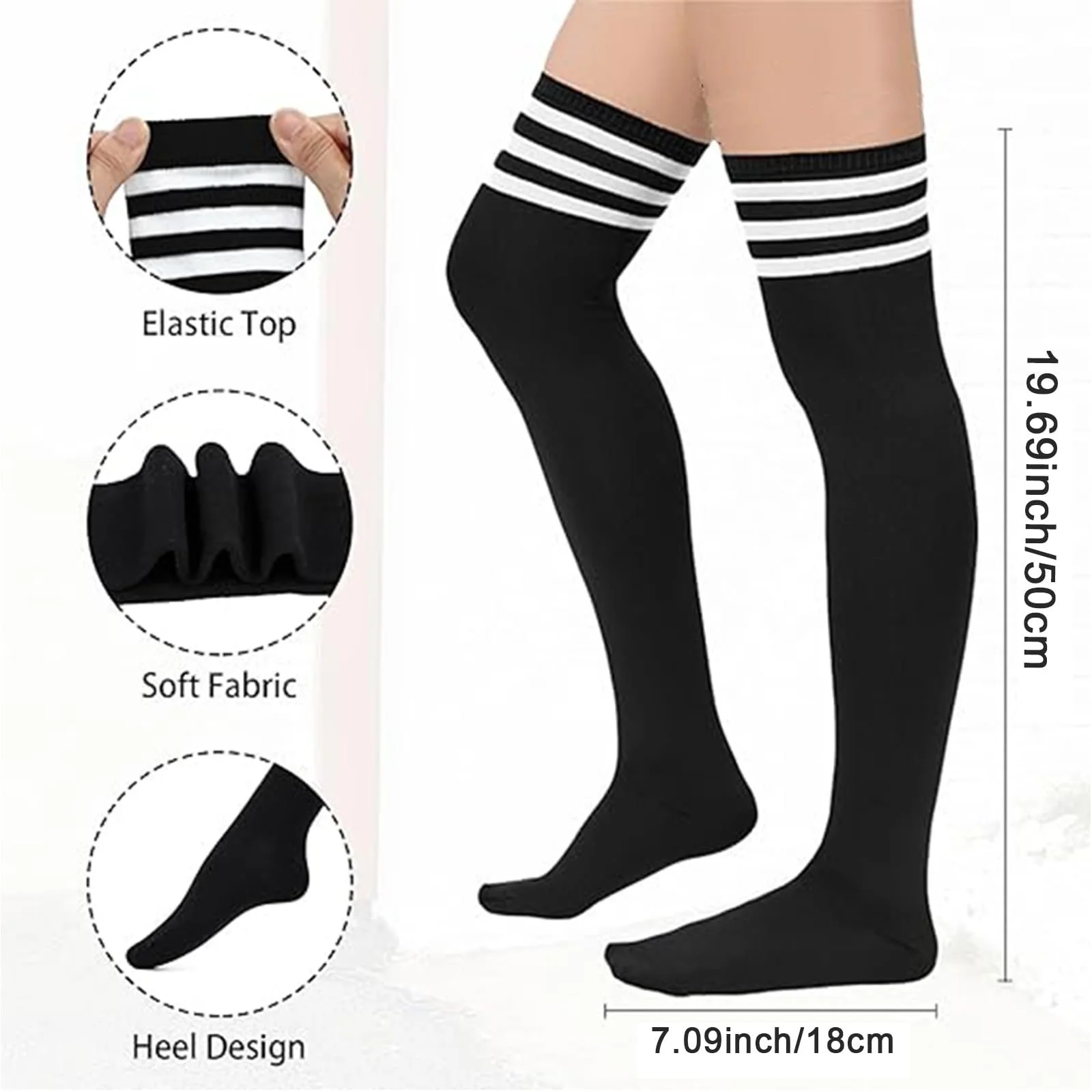 Гольфи Жіночі в смужку вище коліна, 4 пари, різнокольорові, M, фото №2 Гольфи Жіночі в смужку вище коліна, 4 пари, різнокольорові, M, фото №2