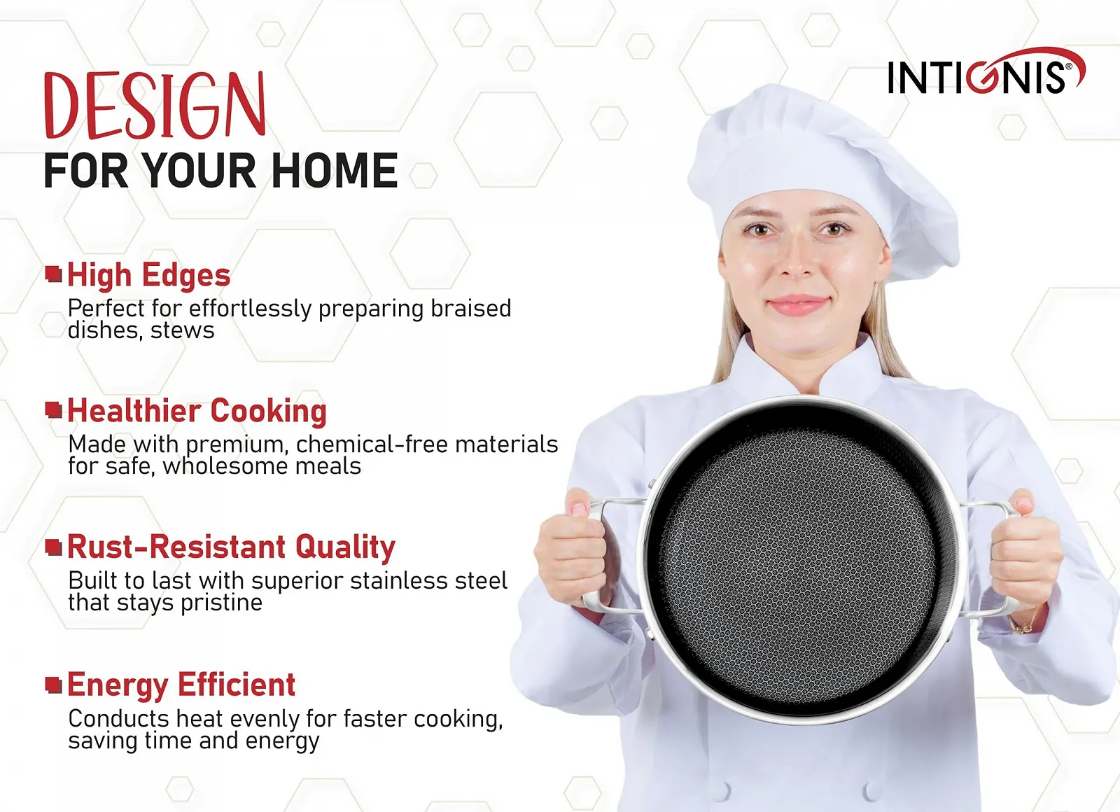 Каструля-кесероль Edelstahl 5 л 24 см з нержавіючої сталі з кришкою антипригарна, фото №8