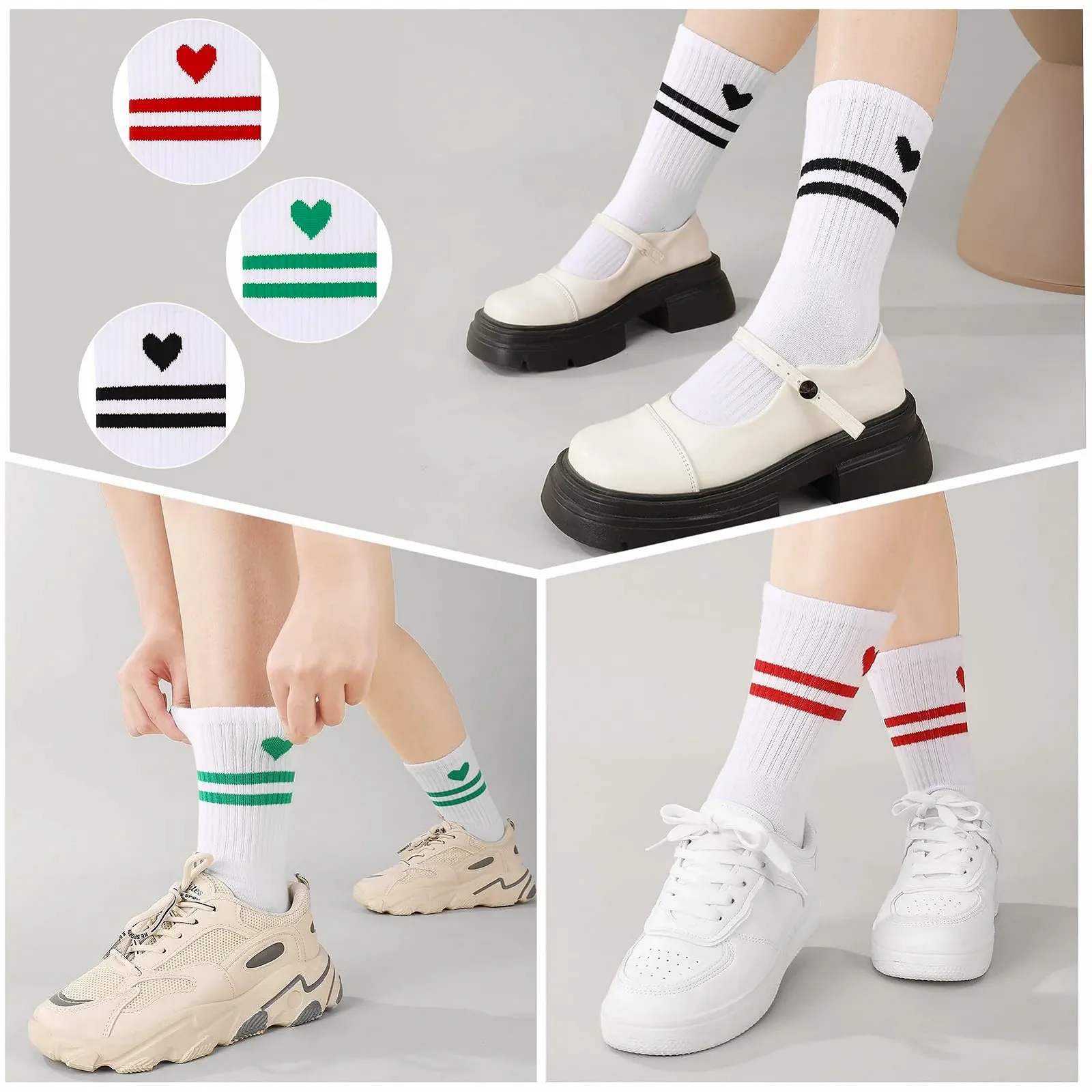 Шкарпетки тенісні з сердечками для жінок, спортивні, розмір 39-42, фото №3