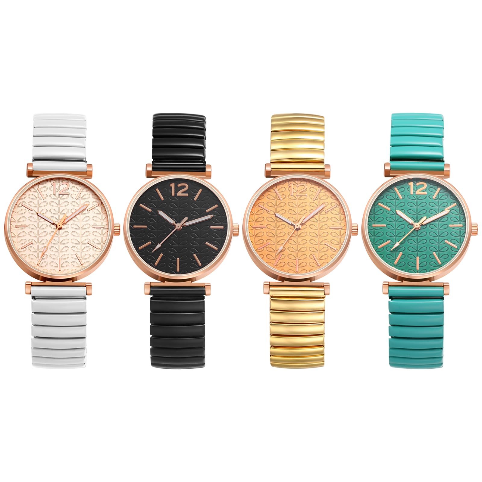 Женские часы JewelryWe с эластичным ремешком из нержавеющей стали, элегантные аналоговые кварцевые наручные часы, женский браслет из нержавеющей стали, модные часы с ремешком и 3D циферблатом с узором листьев, фото №1 Женские часы JewelryWe с эластичным ремешком из нержавеющей стали, элегантные аналоговые кварцевые наручные часы, женский браслет из нержавеющей стали, модные часы с ремешком и 3D циферблатом с узором листьев, фото №1