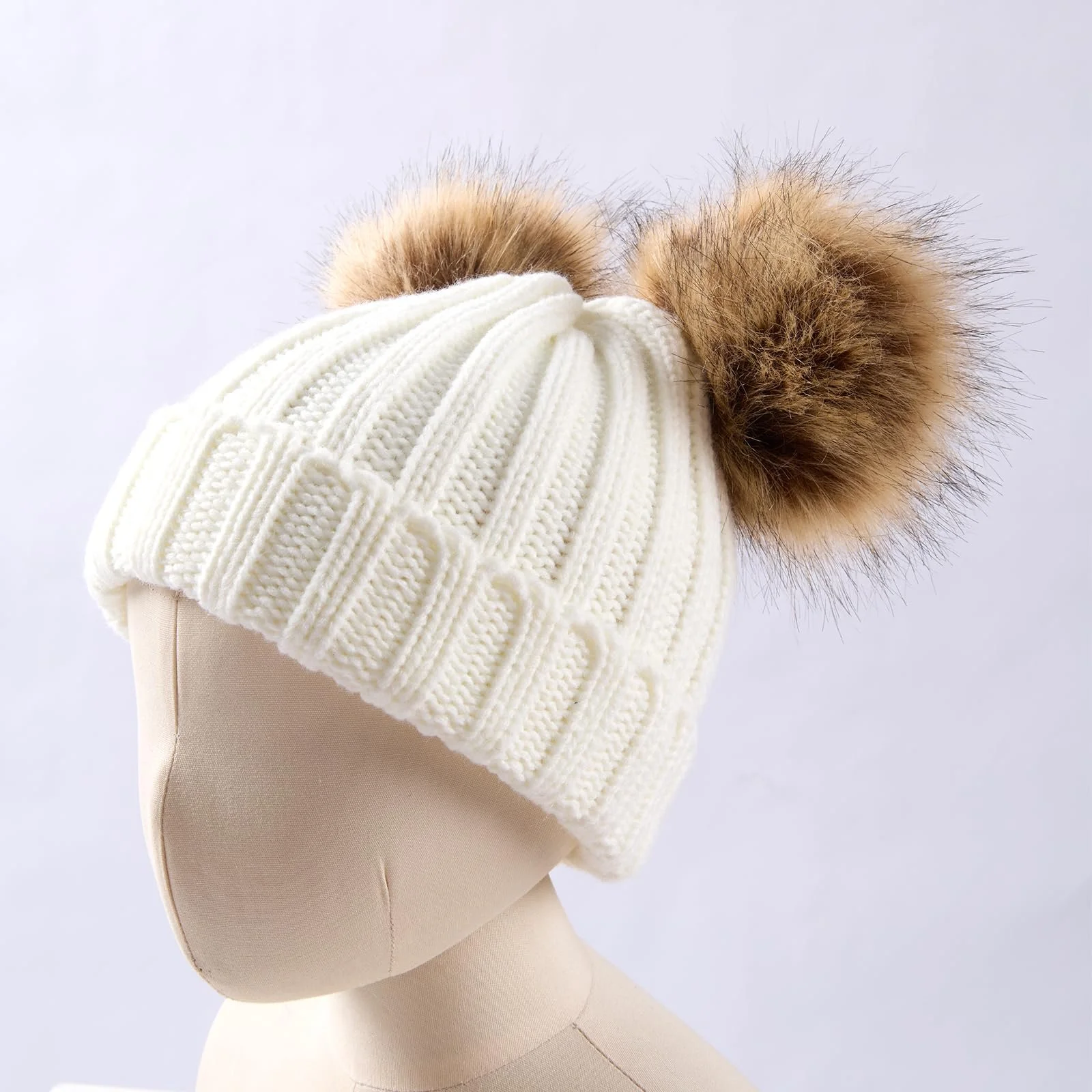 Шапка дитяча зимова SERENYOU з двома помпонами для малюків дівчаток, тепла в'язана, фото №3 Шапка дитяча зимова SERENYOU з двома помпонами для малюків дівчаток, тепла в'язана, фото №3