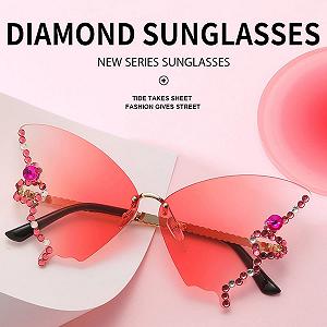 Сонцезахисні окуляри LAKEMON Метелик, без оправи, градієнтні, з діамантами, для пляжу, літні synthetic.ua - Фото 1