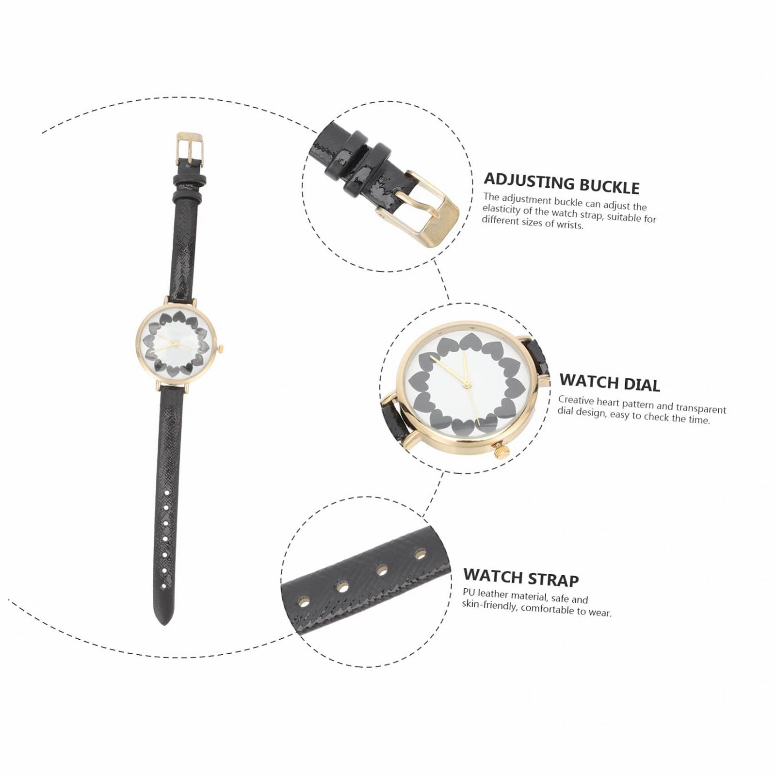 Часы женские PartyKindom Кварцевые с цветочным узором Черный, фото №4