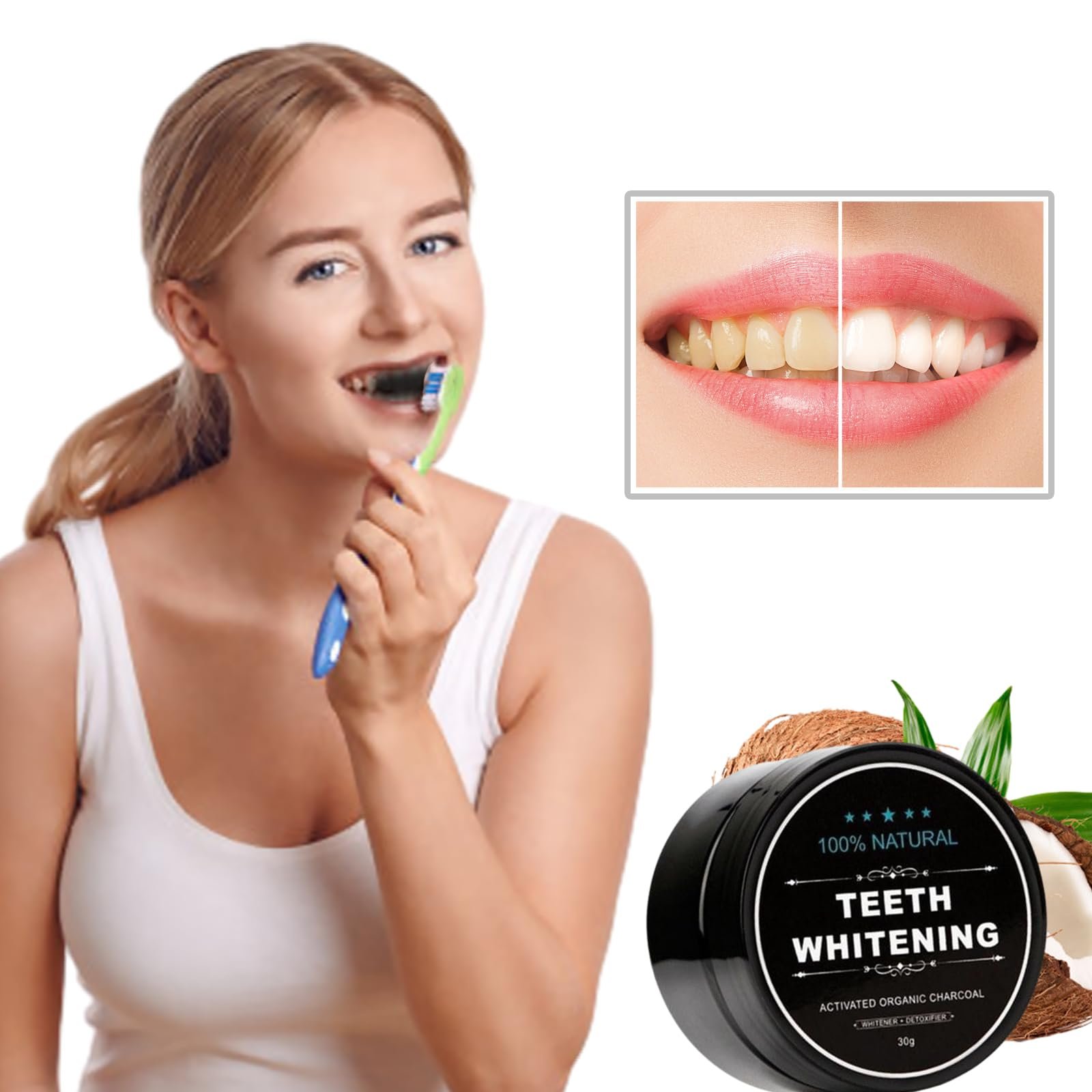 Порошок для відбілювання зубів Natural Coconut Activated Carbon (2 шт.), фото №6