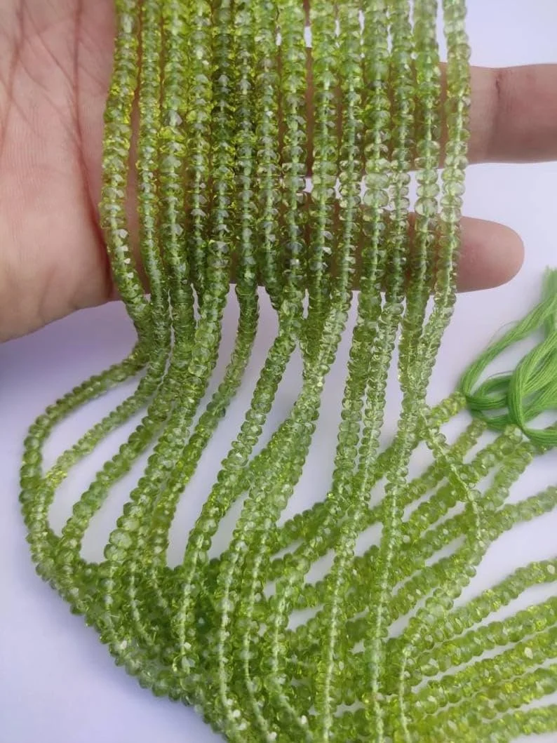 Бусины Peridot натуральный, рондель, ограненные, 4.5-5 мм, зеленый, фото №1