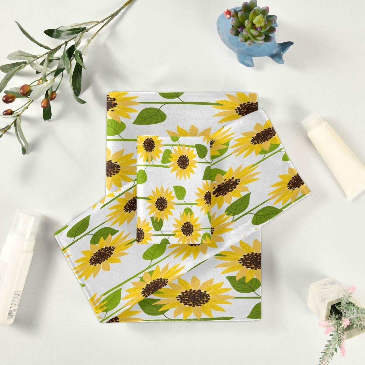 Набір рушників BEUSS Sunflower White Pale 100% бавовна 3 шт. блідо-білий, фото №6