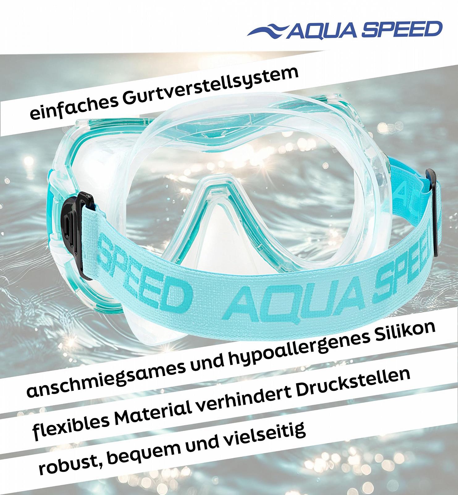 Маска для дайвінгу Aqua Speed RAY FS з тканинною пов'язкою на голову та загартованим склом для дорослих/молоді, фото №7