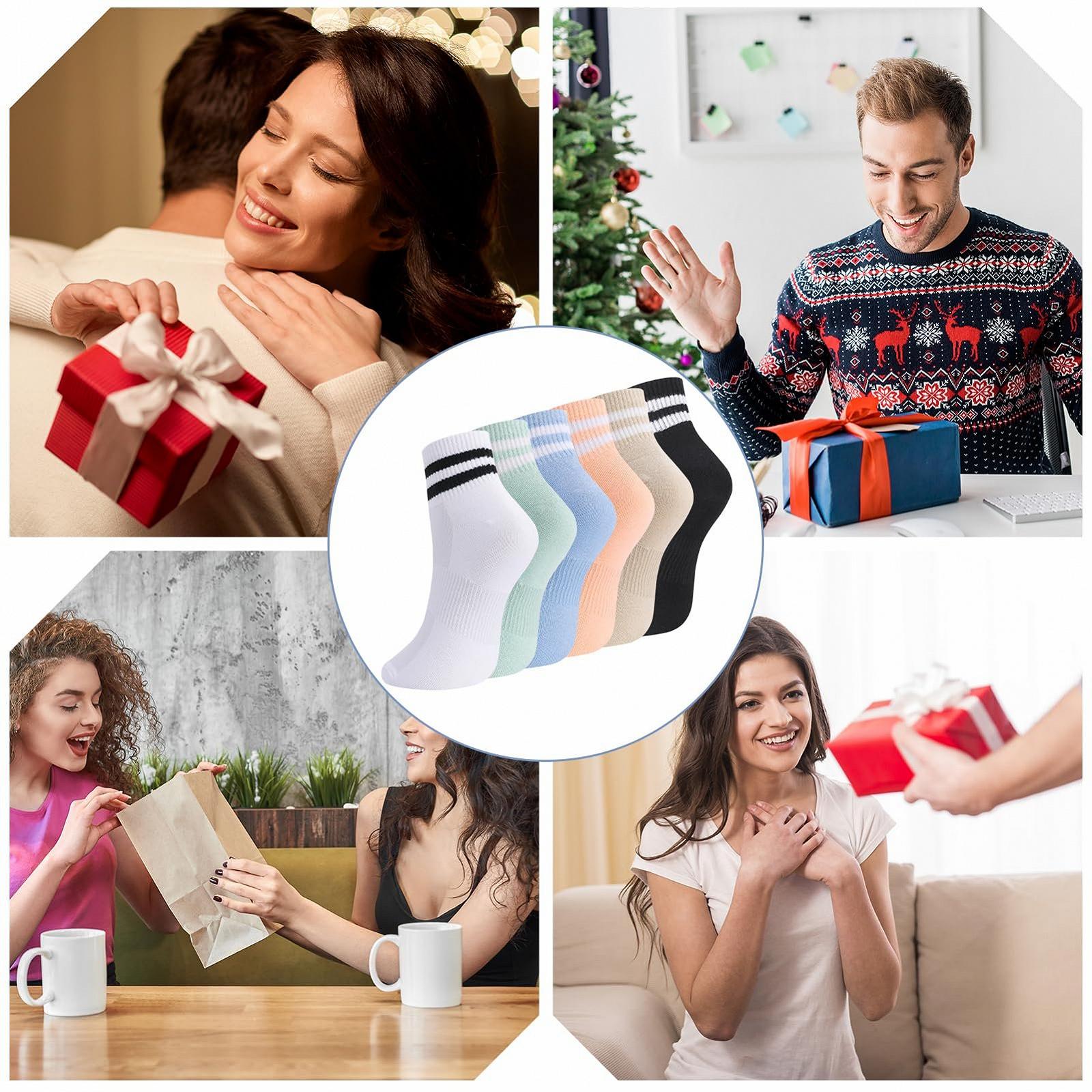 Носки Женские 6 пар Короткие Спортивные Носки из Хлопка в Полоску для Тенниса Спорта Бега Работы Размер 35-38, фото №6