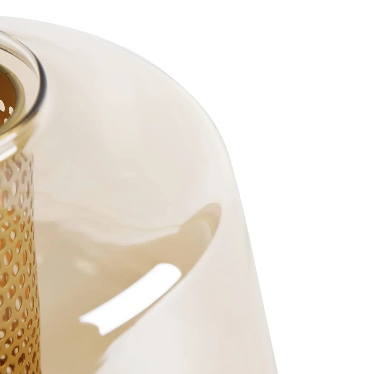 Настільна лампа Qazqa Kevin Art Deco латунь з бурштиновим склом 30 см E27 Золотий, фото №7