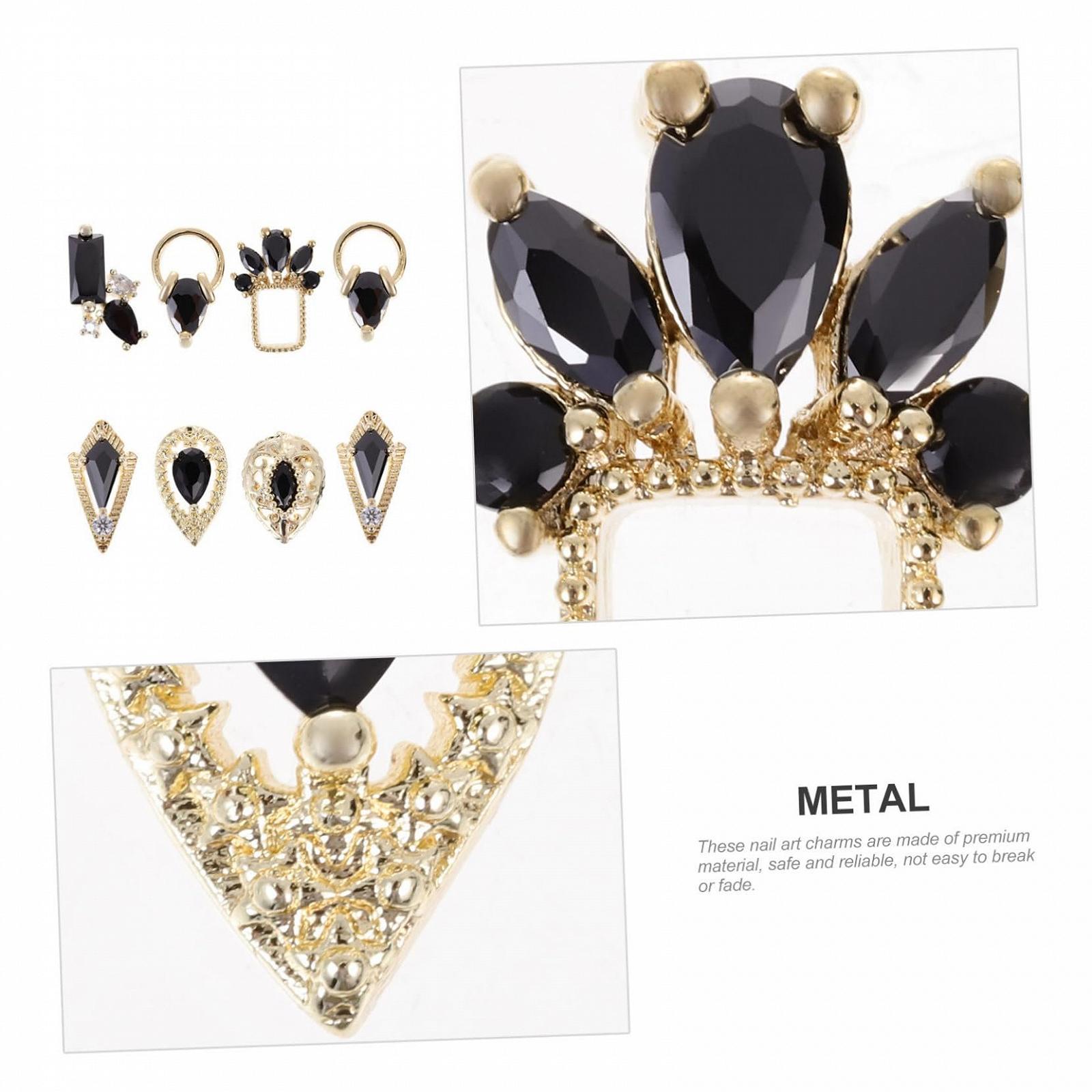 Упаковка украшений для ногтей Циркон Gemuse Craft Tools Nailflo Свадебные наклейки для ногтей Подвеска для изготовления одежды Маникюрные украшения для ногтей Циркон Металл Черный, 8 шт, фото №6