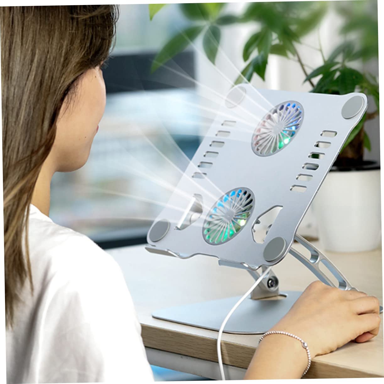 Підставка для ноутбука Tofficu з охолодженням, складана, регульована по висоті, фото №7